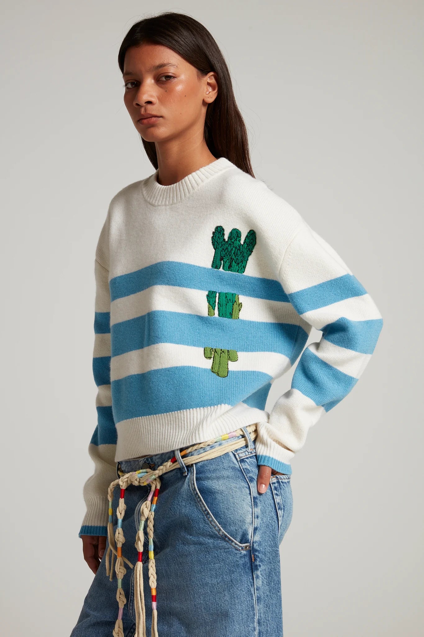 Asparagus embroidered sweater