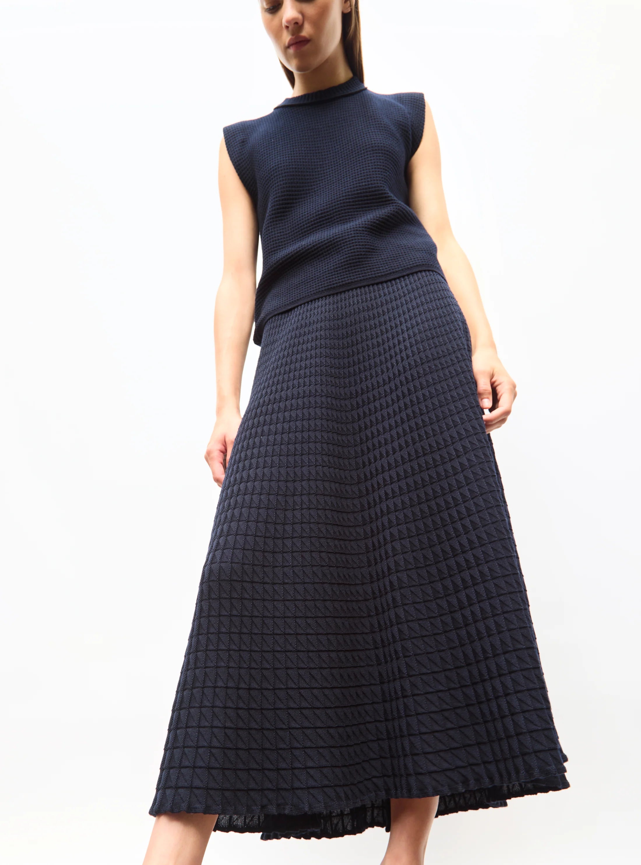 Fluid Skirt in an Origami Knit