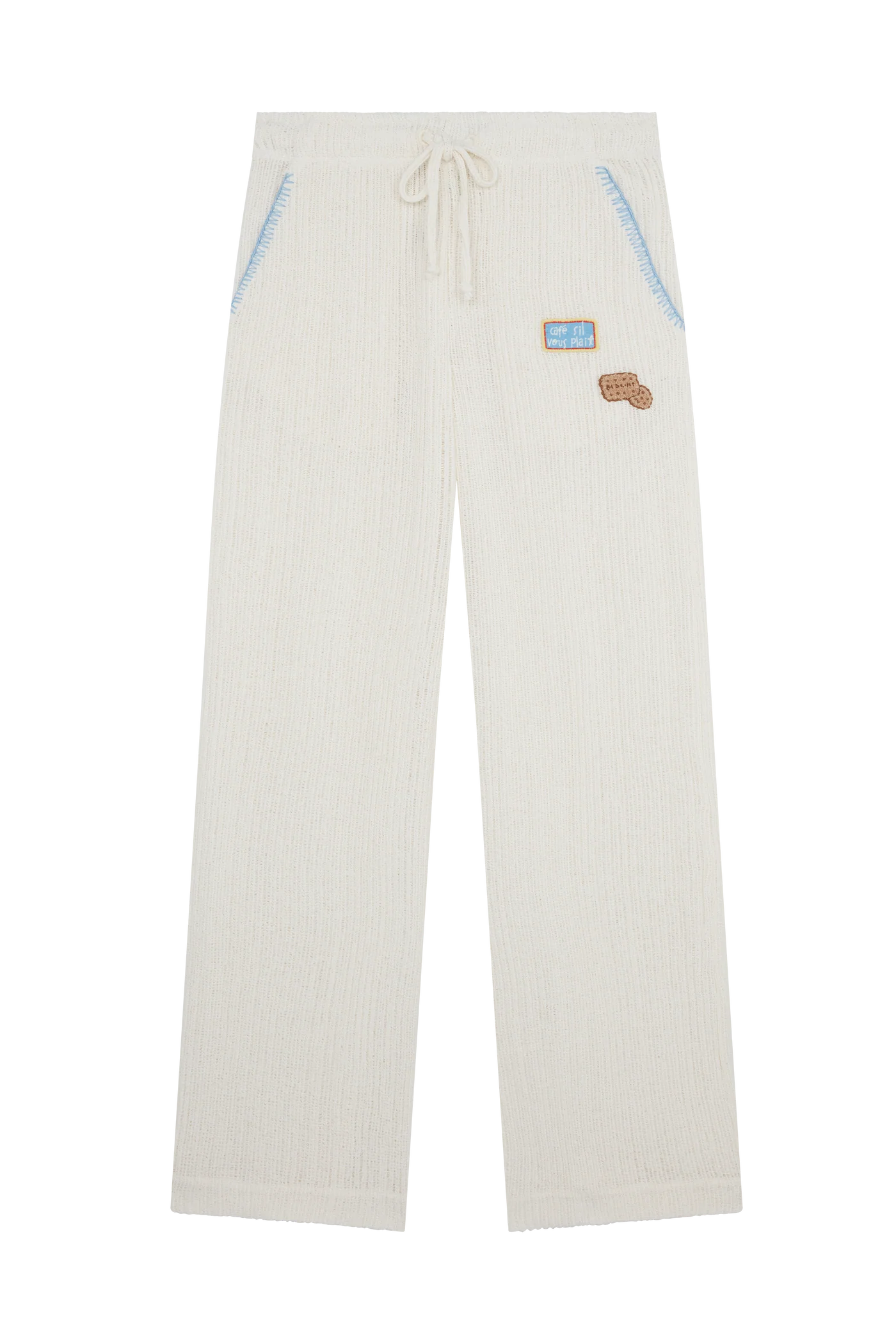 Crochet Trousers With Embroidered Patches