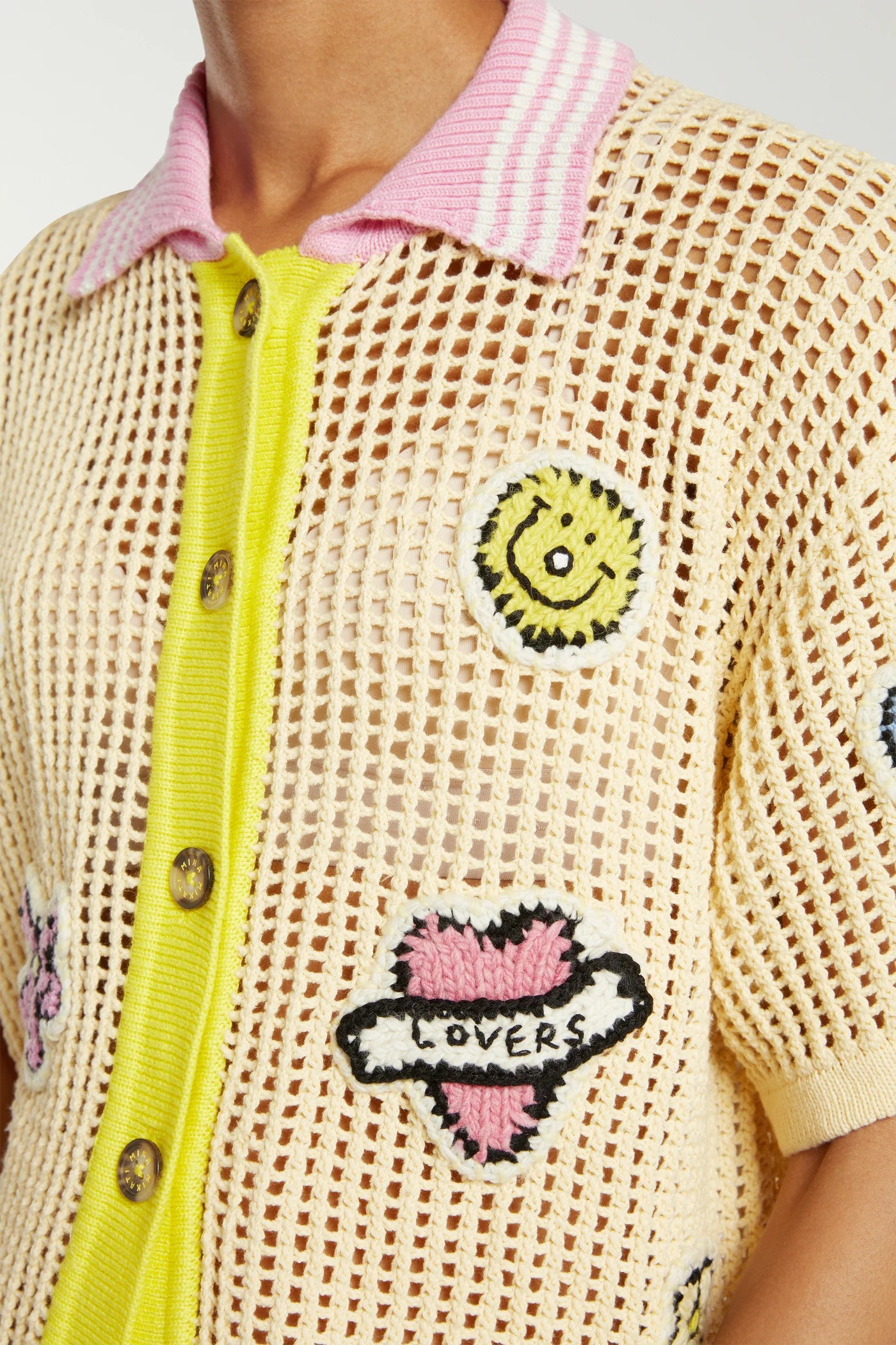 Crochet Polo Shirt With Patches