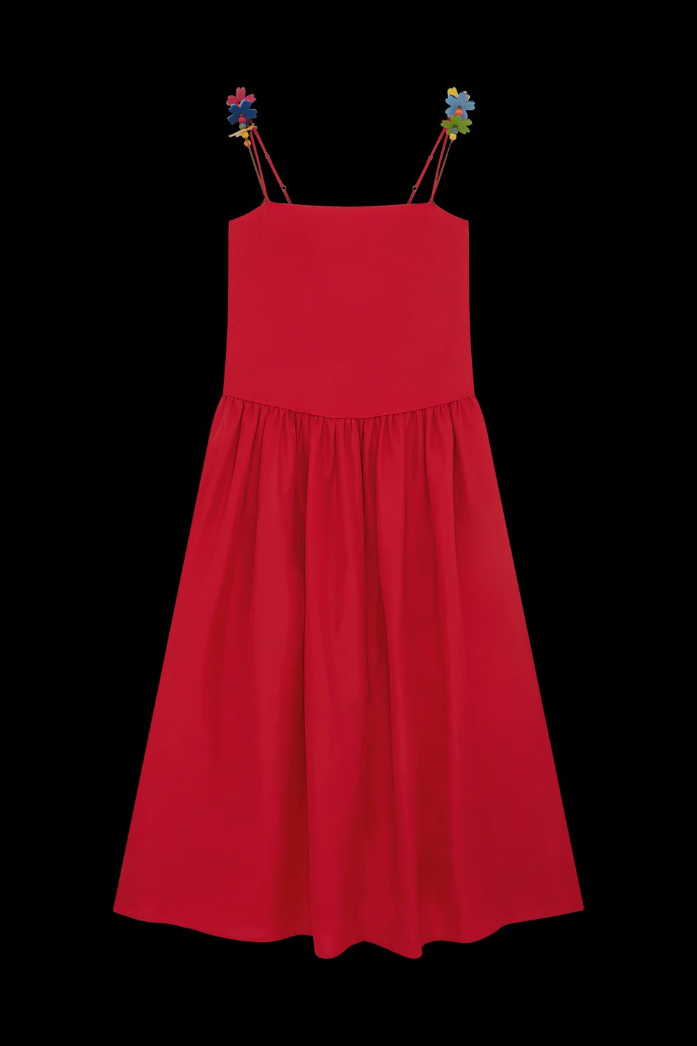 Low Waist Dress with Flower Straps