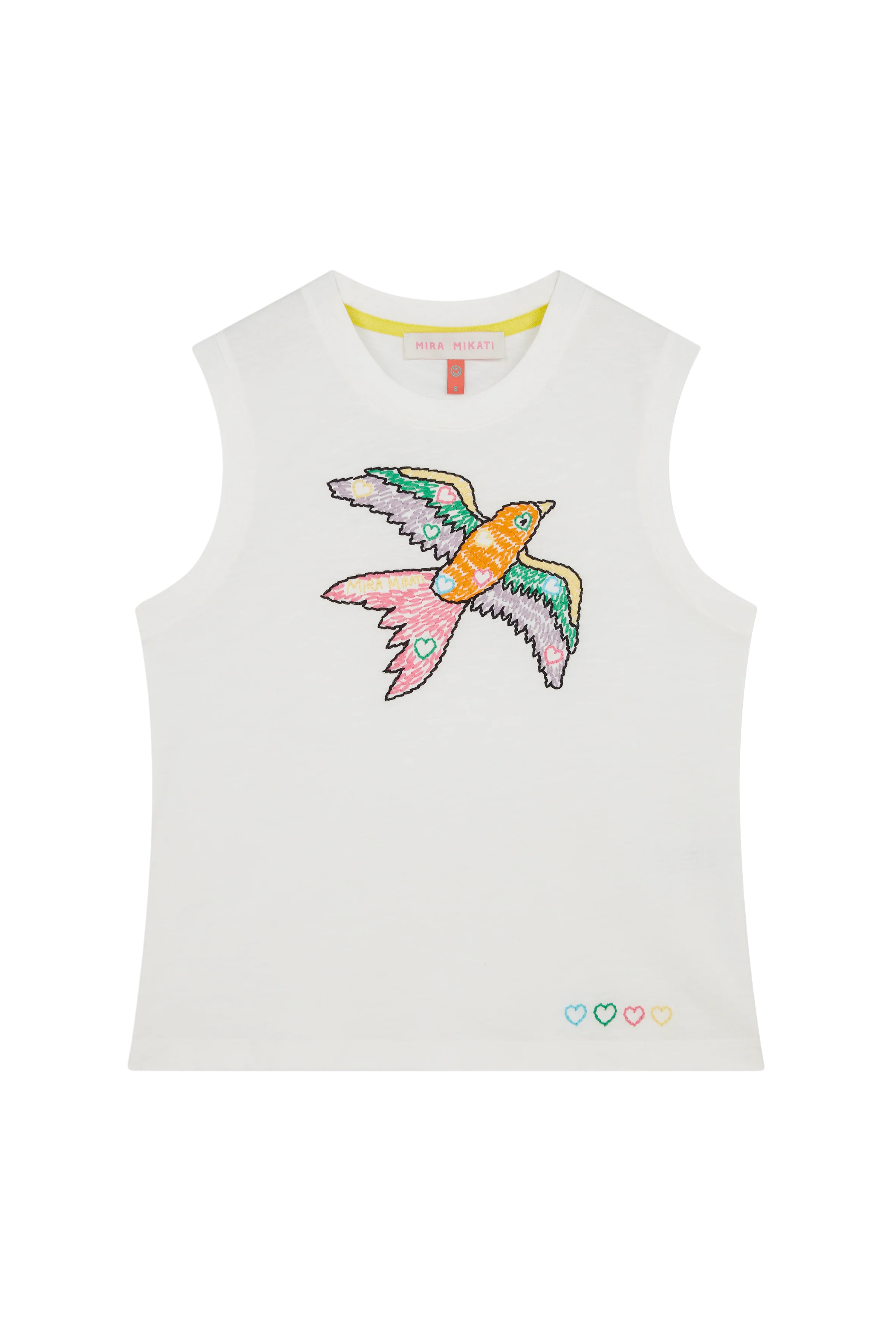 Embroidered Bird Sleeveless T-Shirt