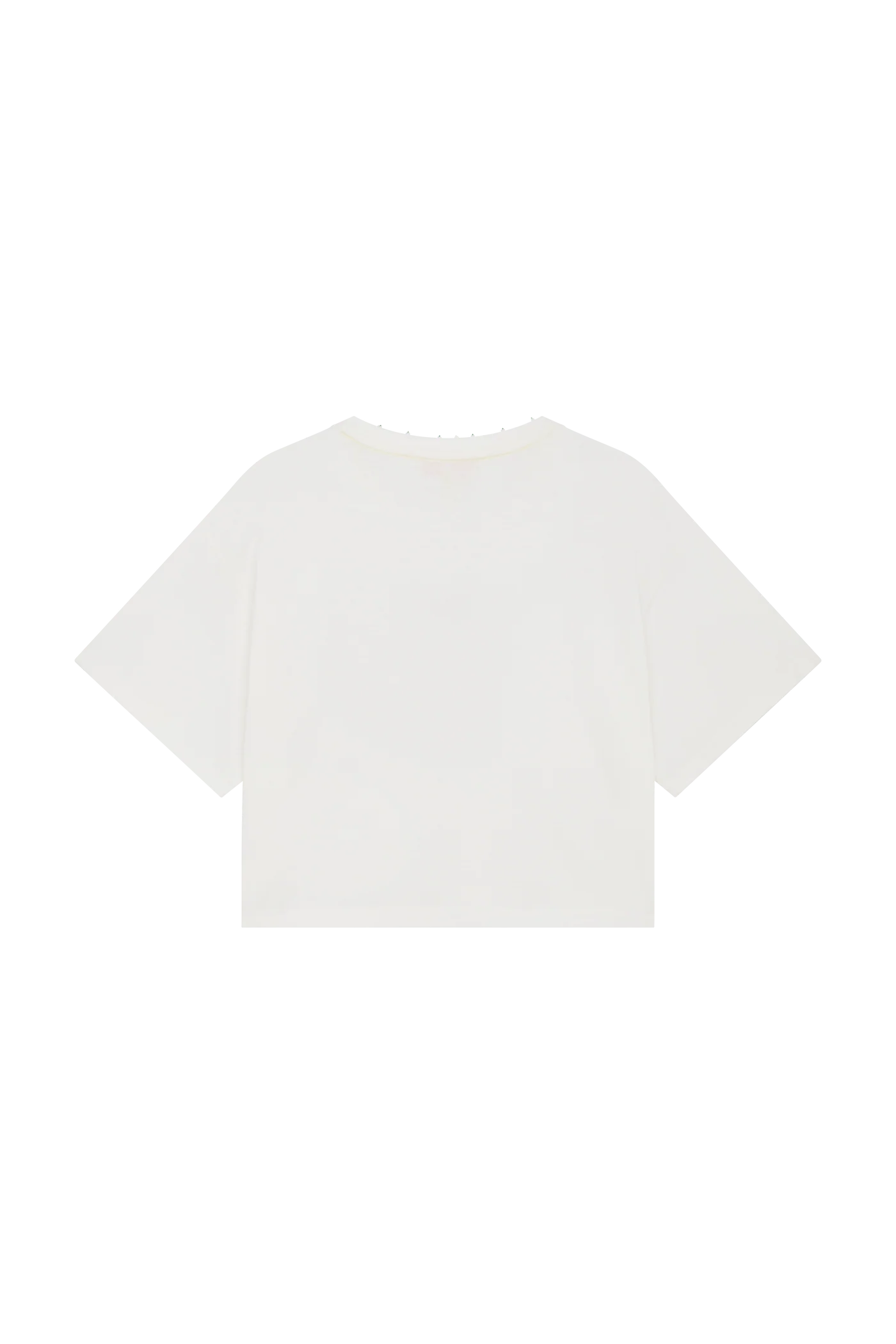 Embroidered Slouchy Tee With Bead Neckline