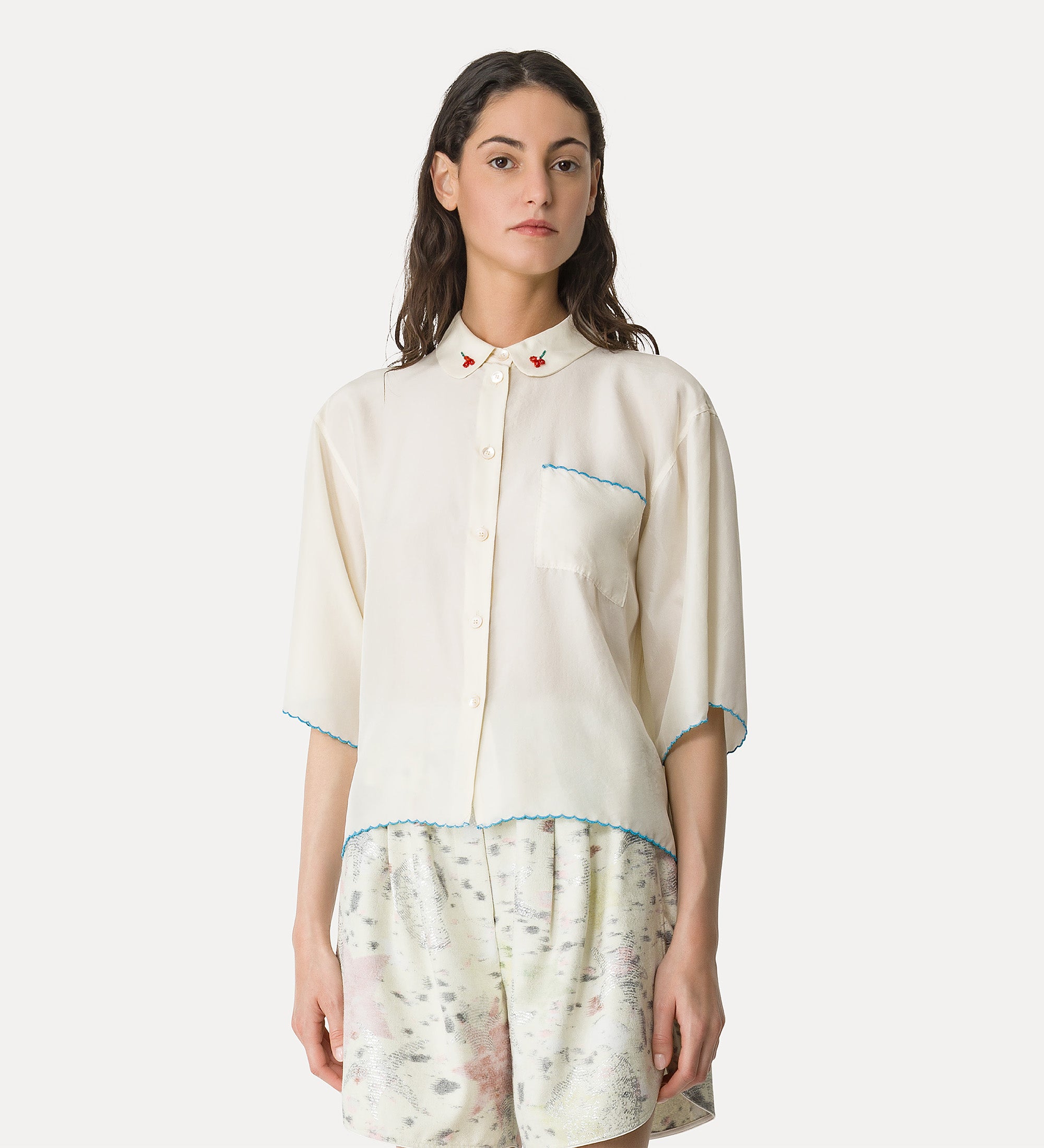 Habotai Silk Half-Sleeve Shirt