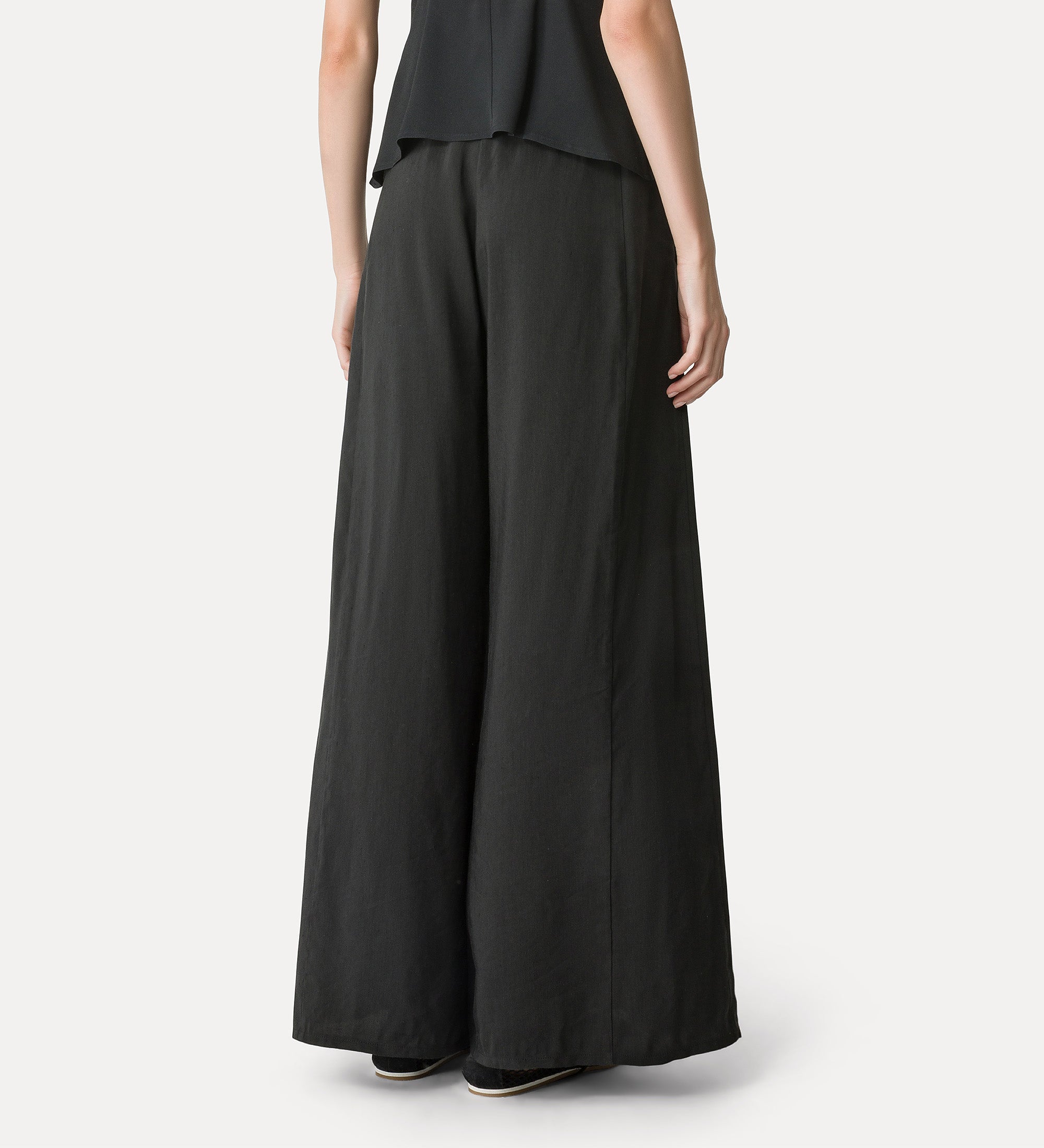 Linen and Viscose Flared Trousers