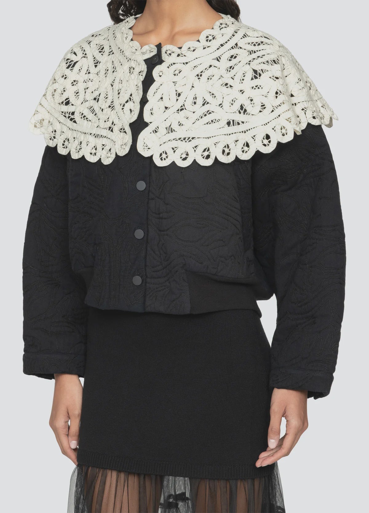 Adeline Battenberg Lace Quilted Puffer Jacket