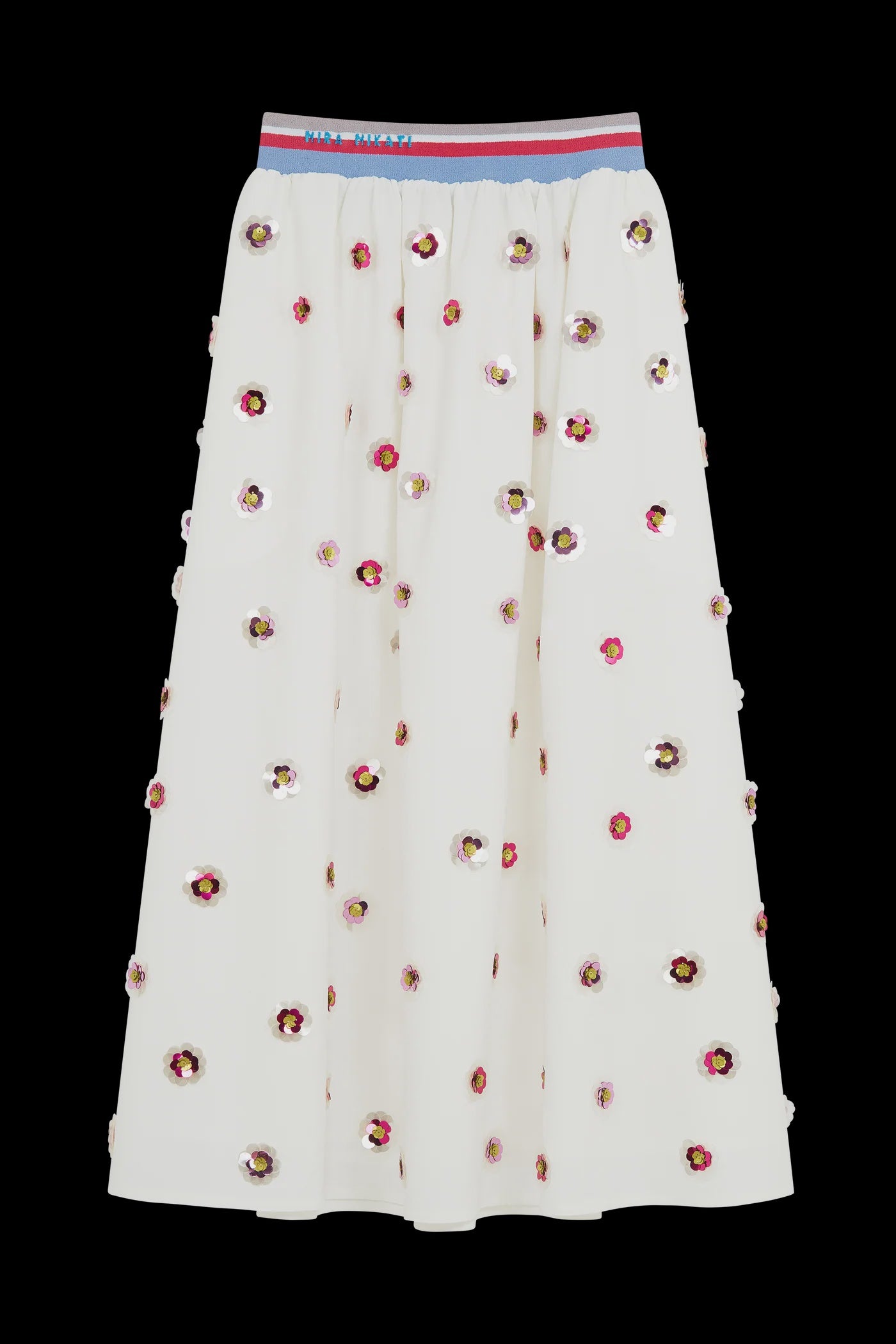 Skirt With Sequin Flower Motifs
