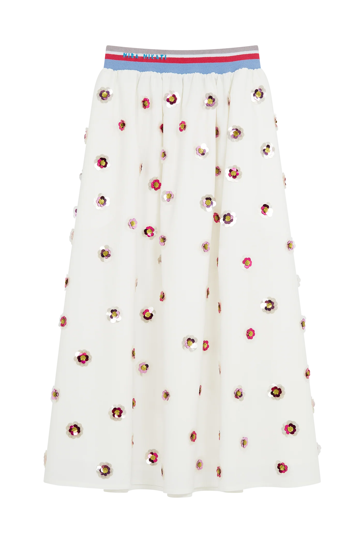 Skirt With Sequin Flower Motifs
