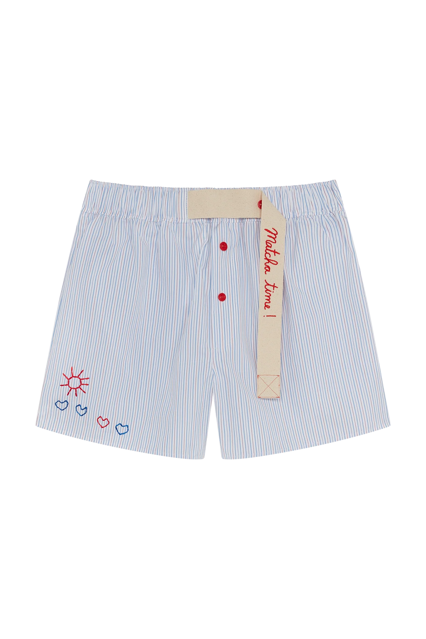 Stripe Shorts With Embroidery