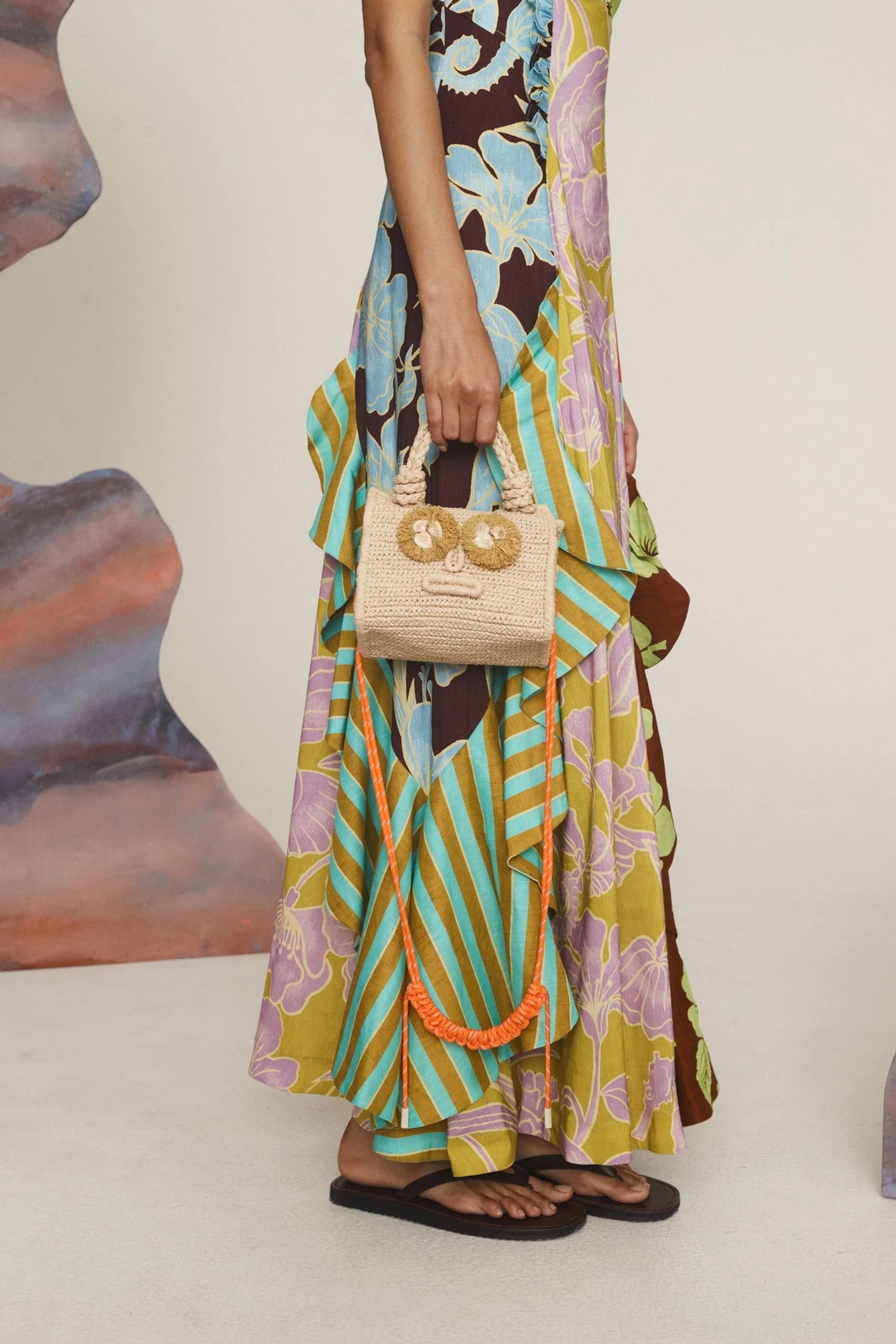 Sunlit Raffia Box Cross Body