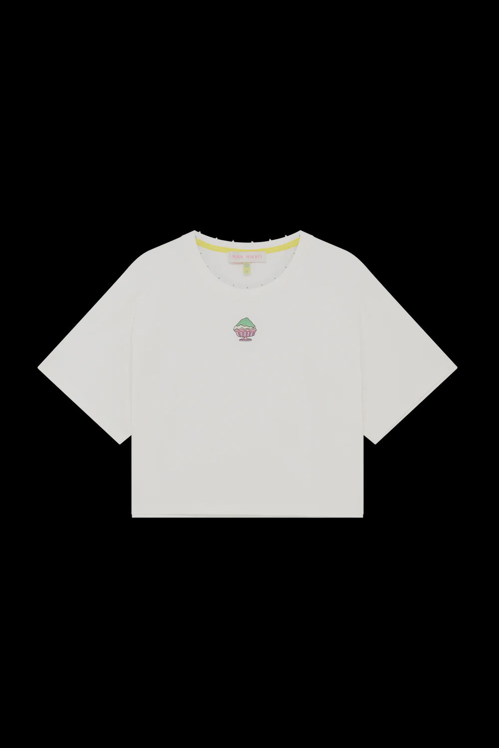 Embroidered Slouchy Tee With Bead Neckline