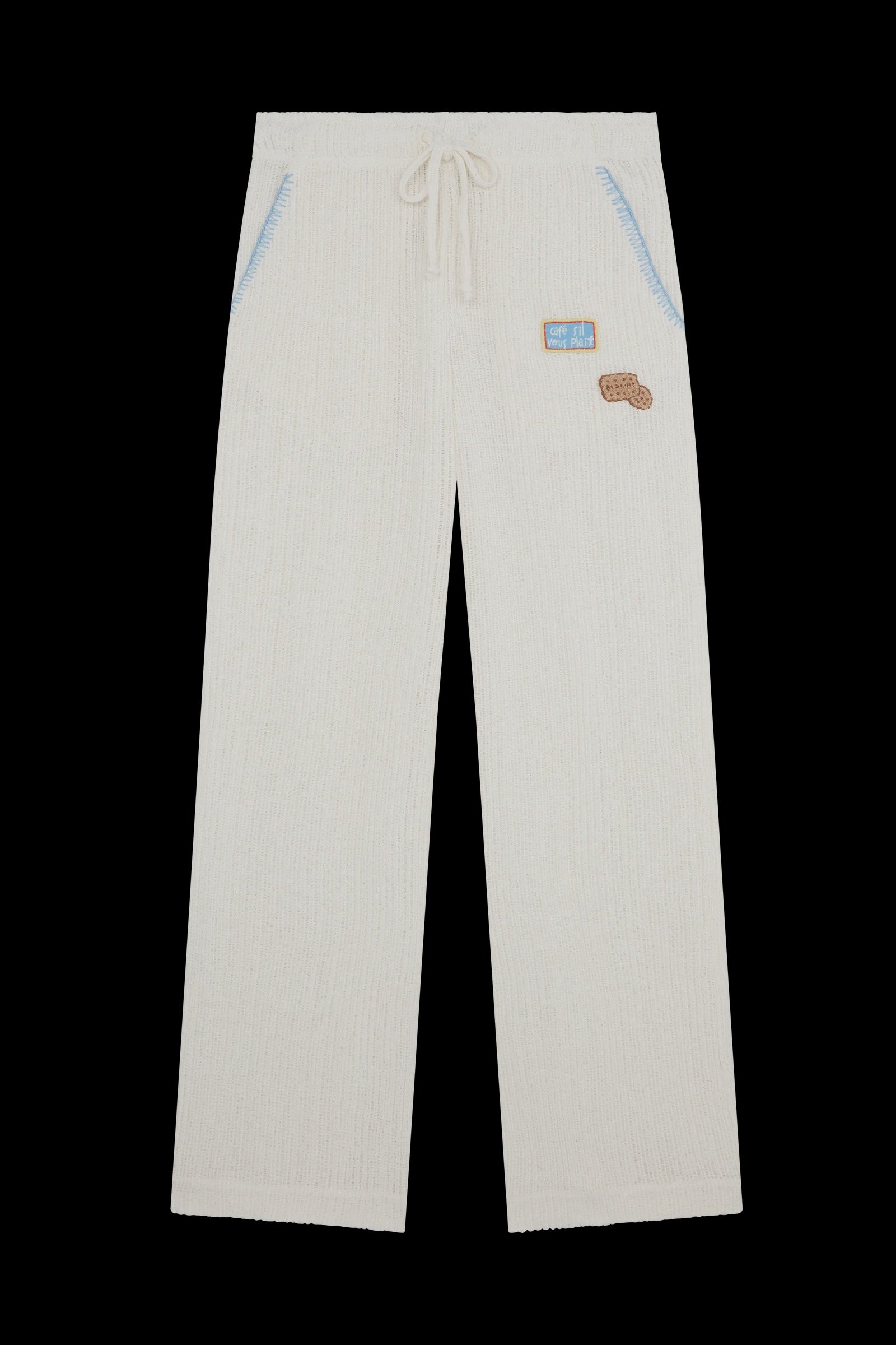 Crochet Trousers With Embroidered Patches