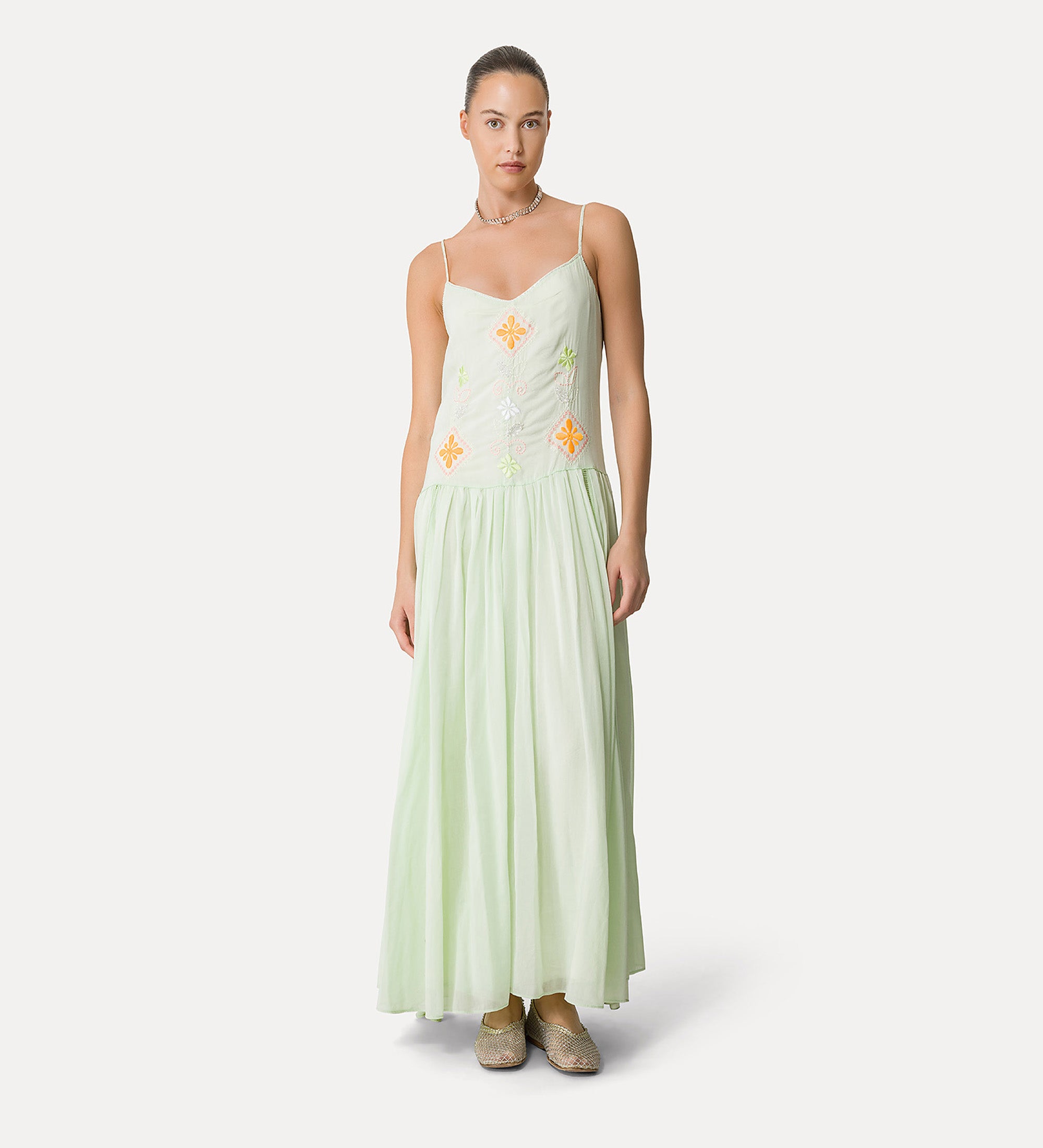 Voile Dress with “Oniric Blossom” Embroidered Detailing