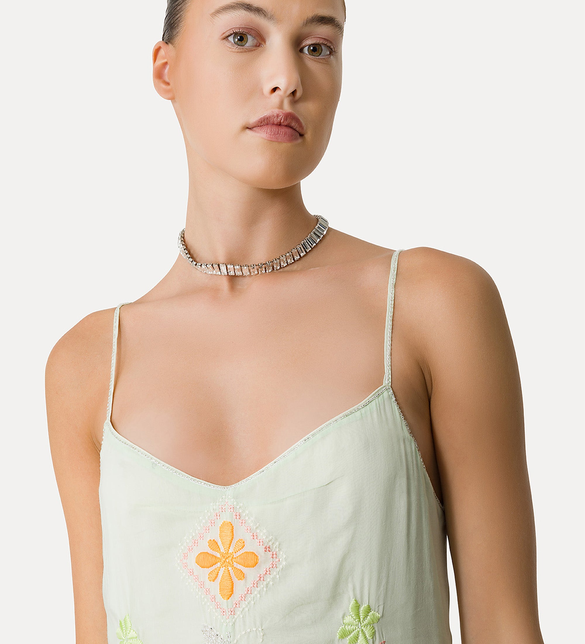 Voile Dress with “Oniric Blossom” Embroidered Detailing