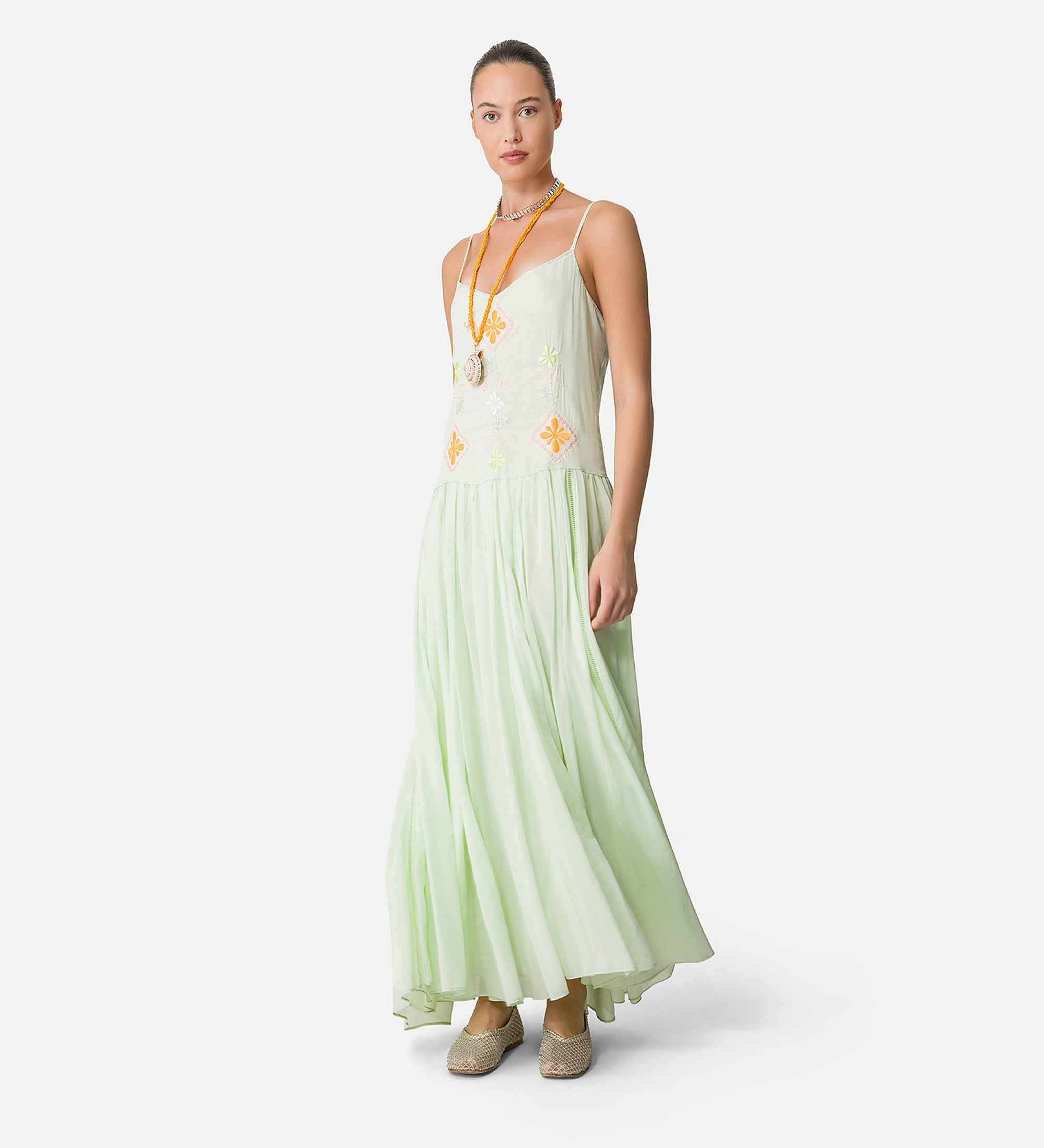 Voile Dress with “Oniric Blossom” Embroidered Detailing
