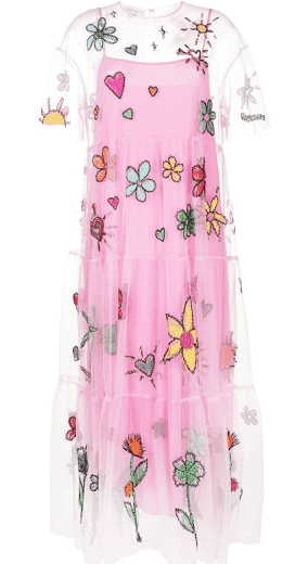 Embroidered Tiered Long Dress Slip