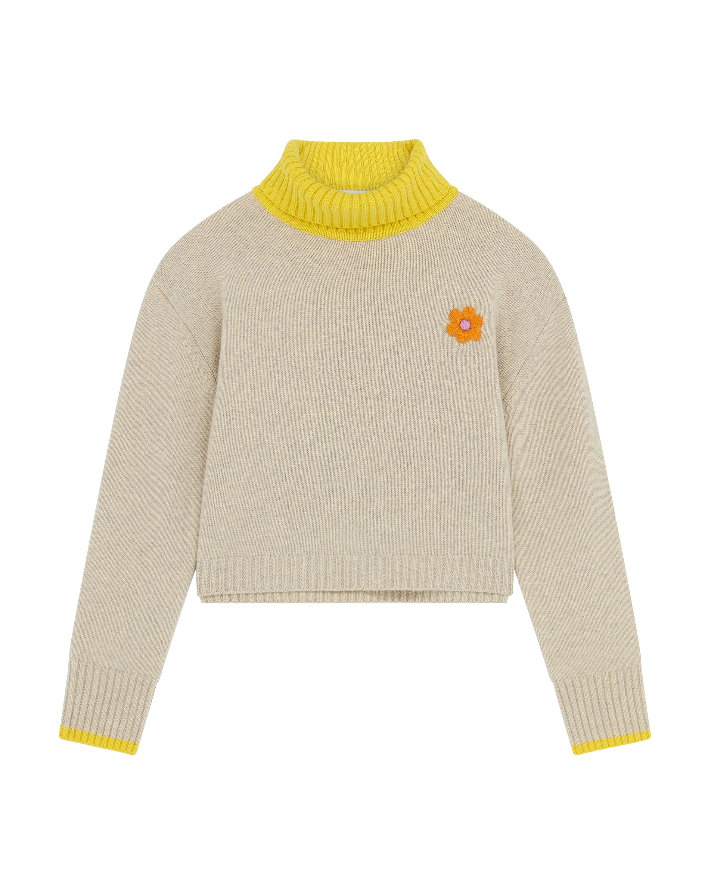 Cropped Knit With Embroidered Flower