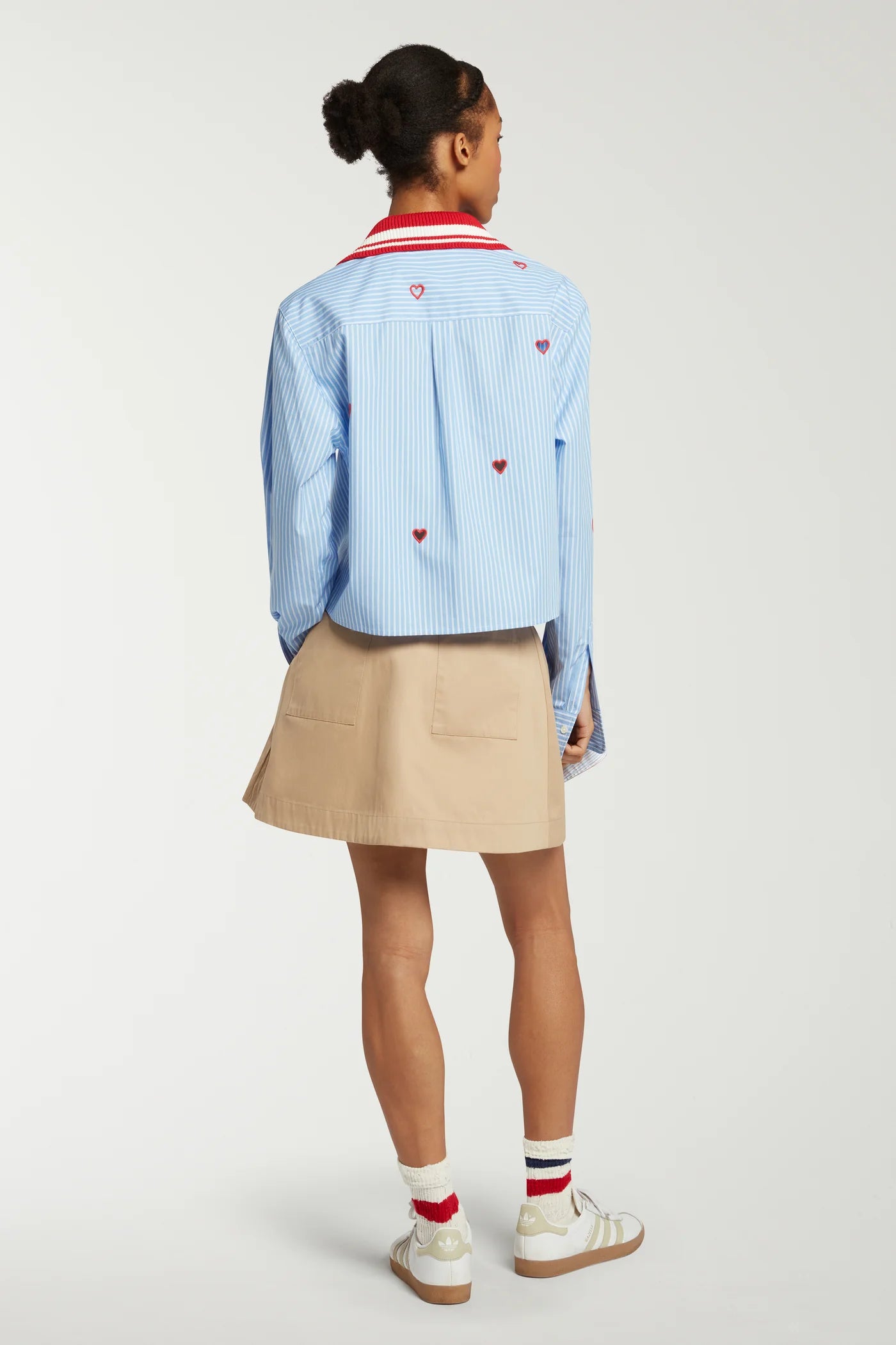 Cropped Shirt With Cut Out Hearts