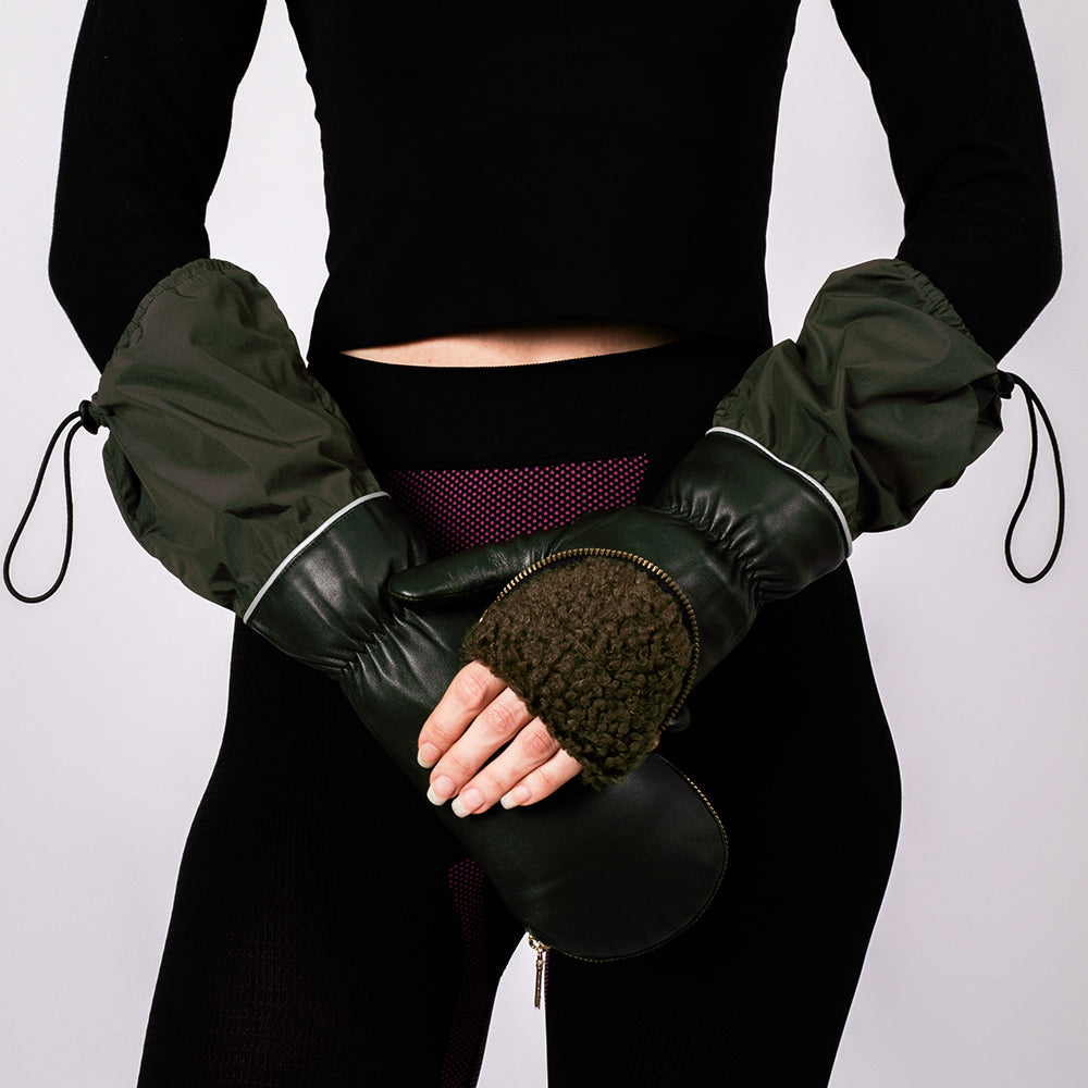 Lambskin & Recycled Nylon Gloves