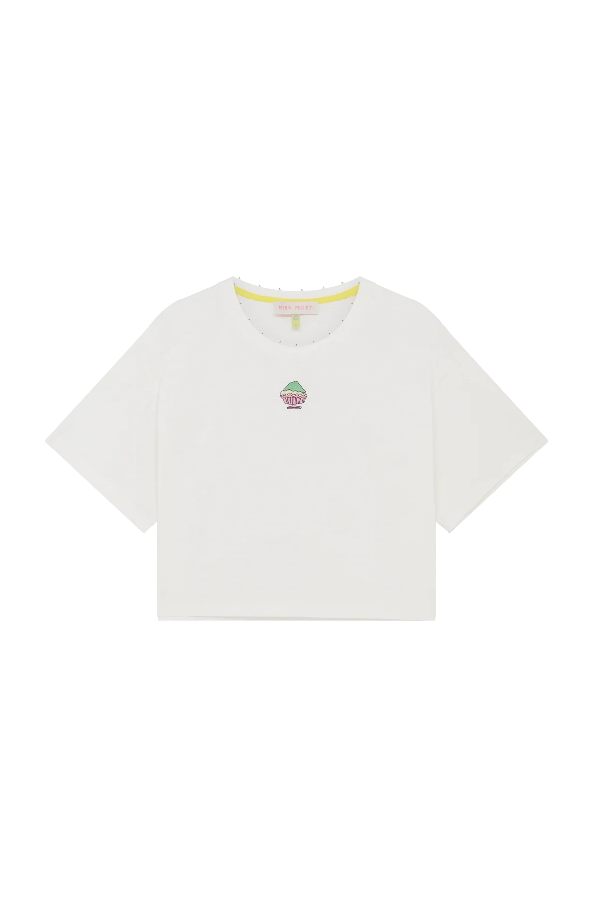 Embroidered Slouchy Tee With Bead Neckline