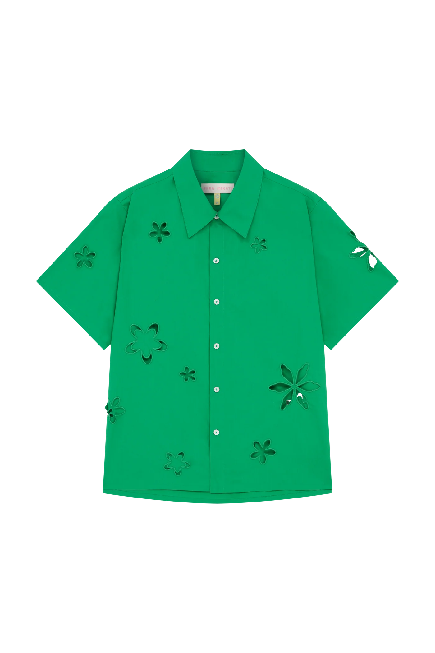 Embroidery Cut Out Flowers Short Sleeve Shirt