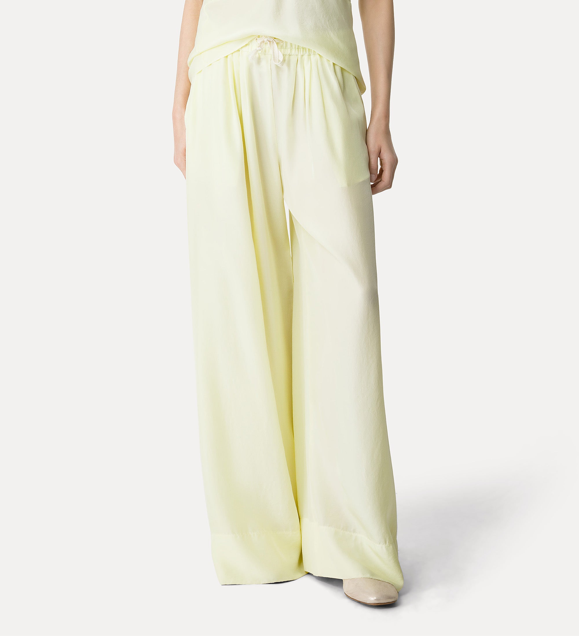 Habotai Silk Trousers with Embroidery
