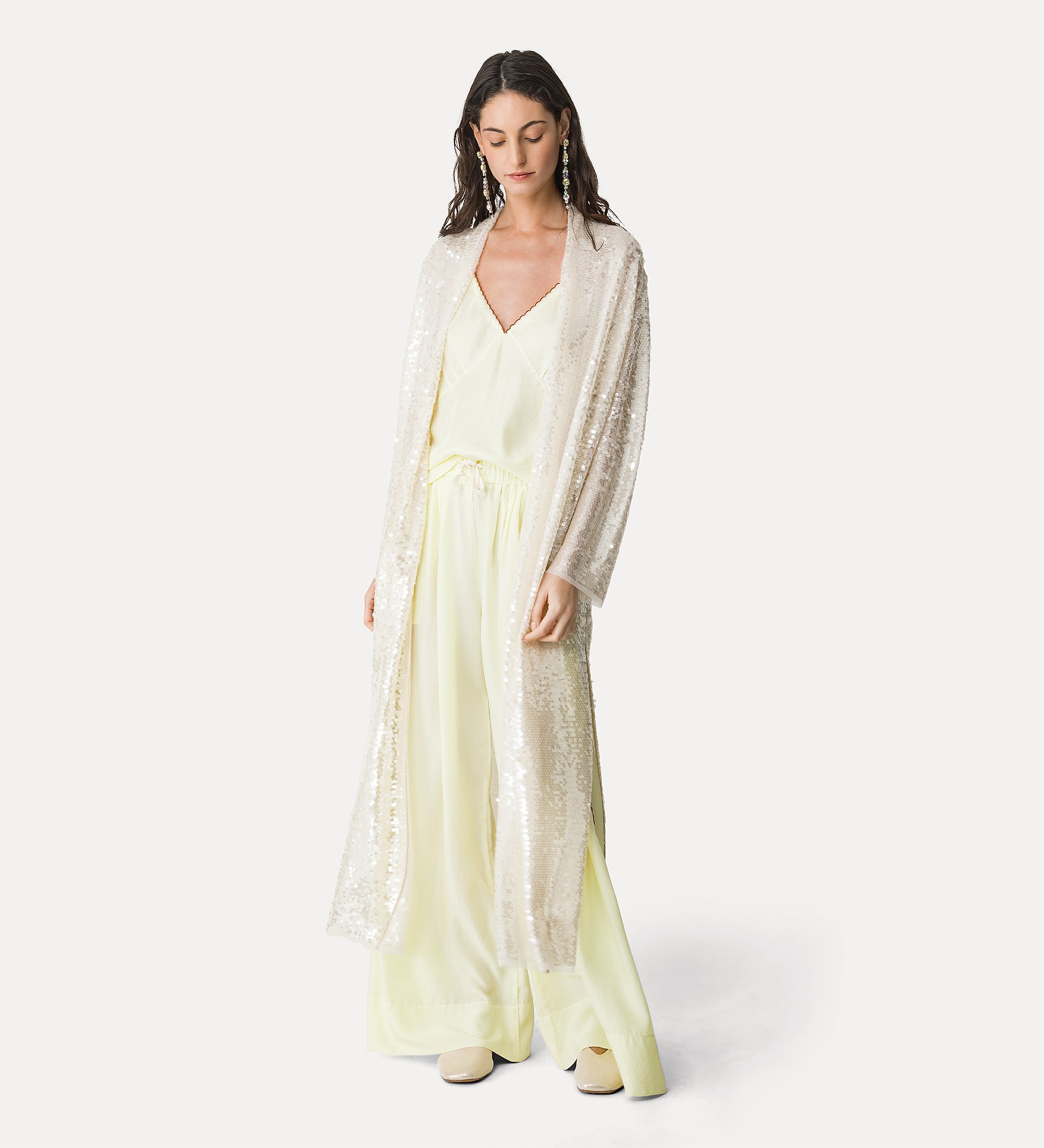 Habotai Silk Trousers with Embroidery