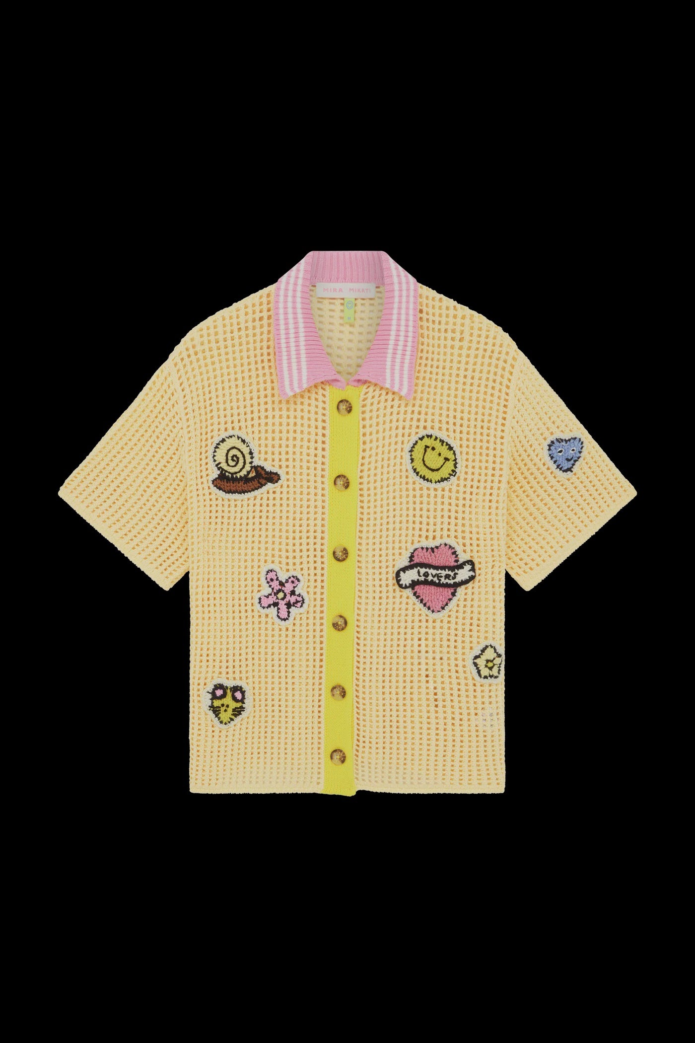 Crochet Polo Shirt With Patches