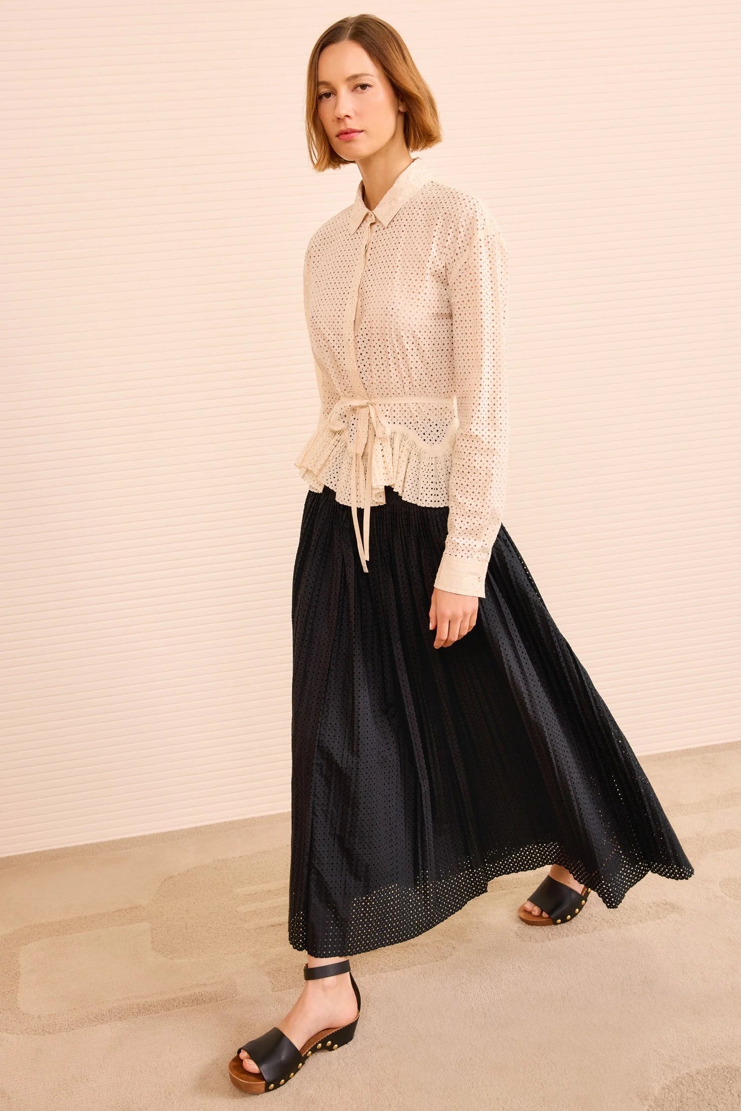 Kelila Button Up Blouse with Belt