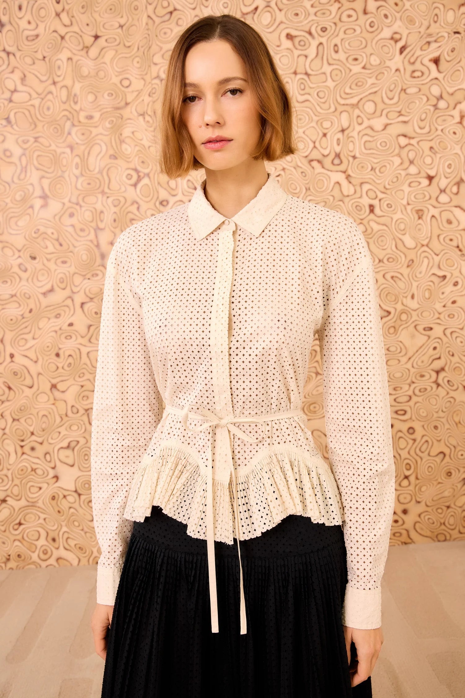 Kelila Button Up Blouse with Belt