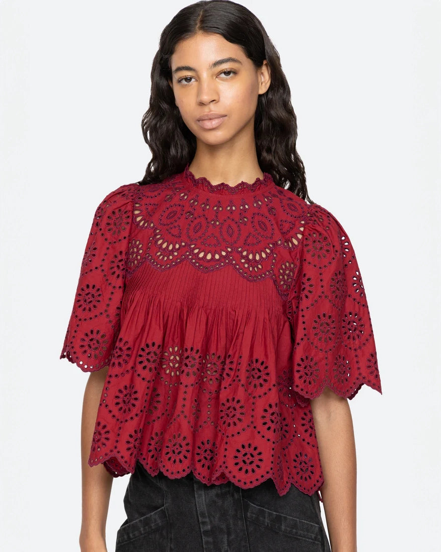 Lainey Embroidery Short Sleeve Top