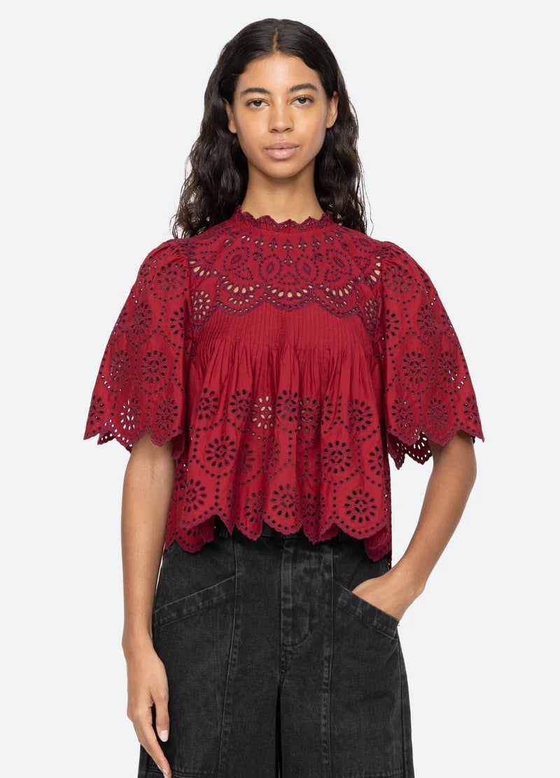 Lainey Embroidery Short Sleeve Top