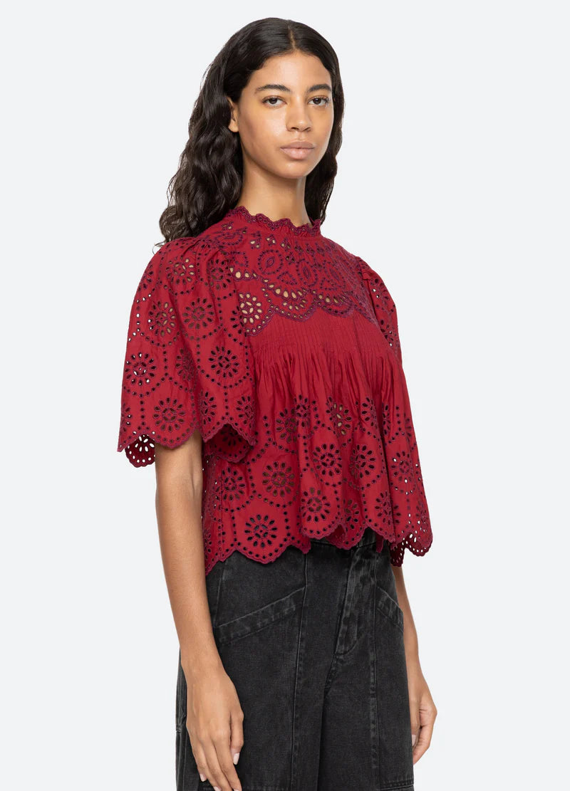 Lainey Embroidery Short Sleeve Top