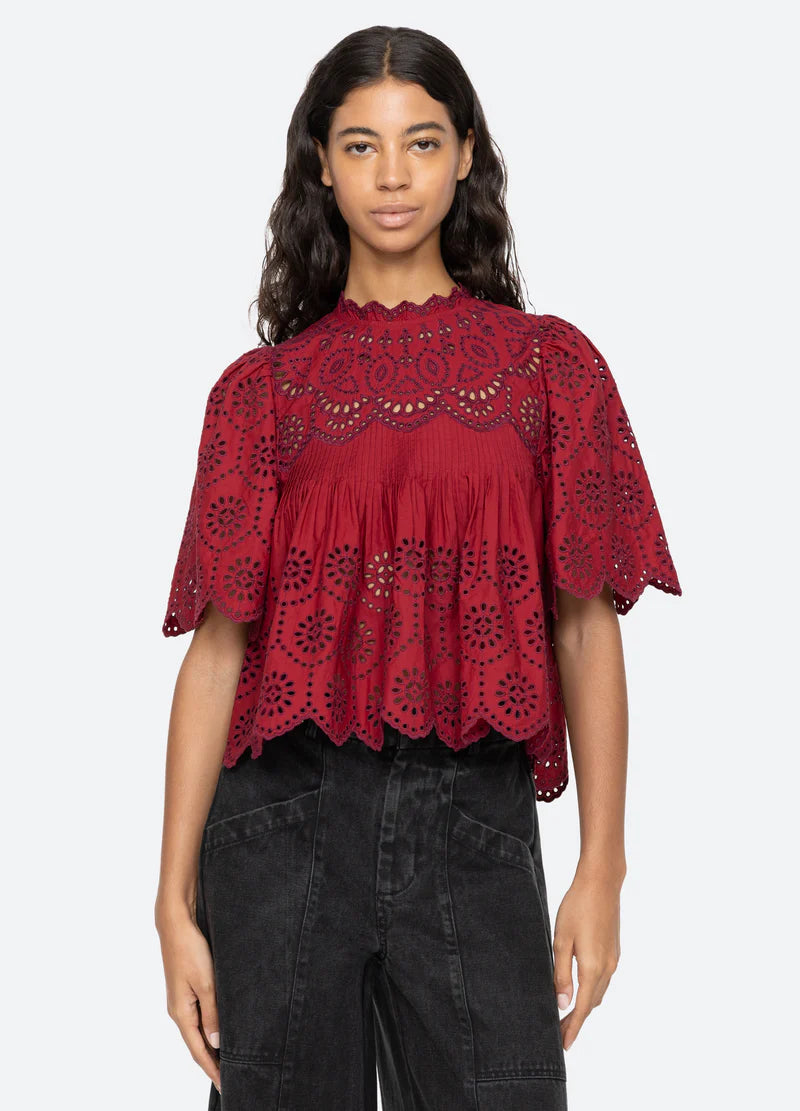 Lainey Embroidery Short Sleeve Top