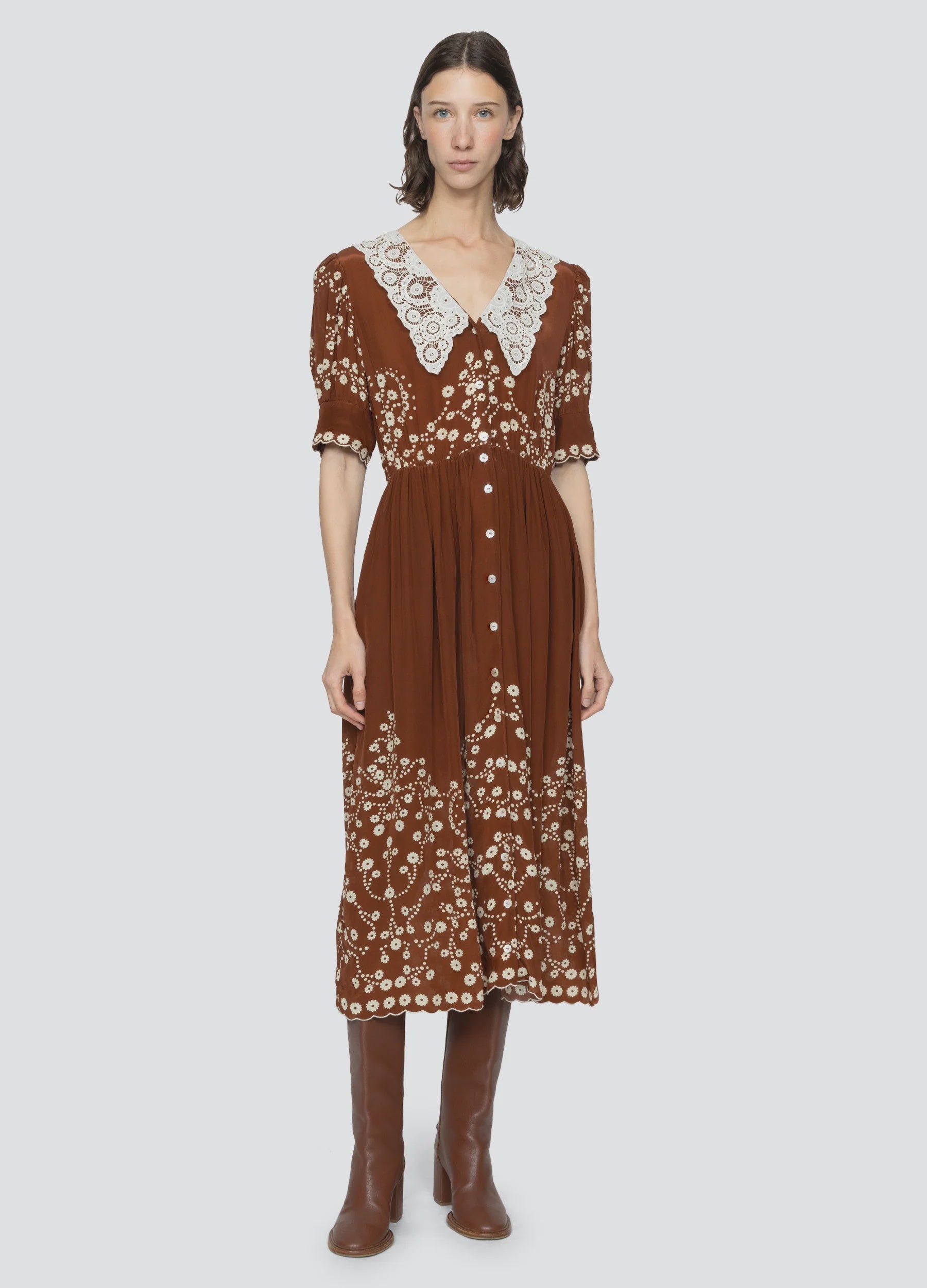 Frances Print Short Sleeve Midi Dress