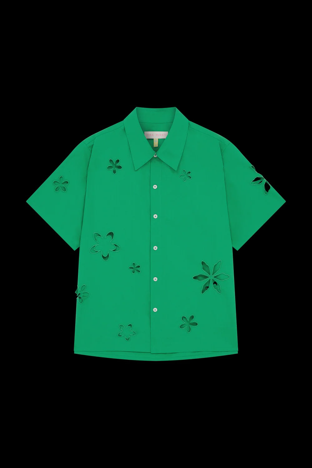 Embroidery Cut Out Flowers Short Sleeve Shirt