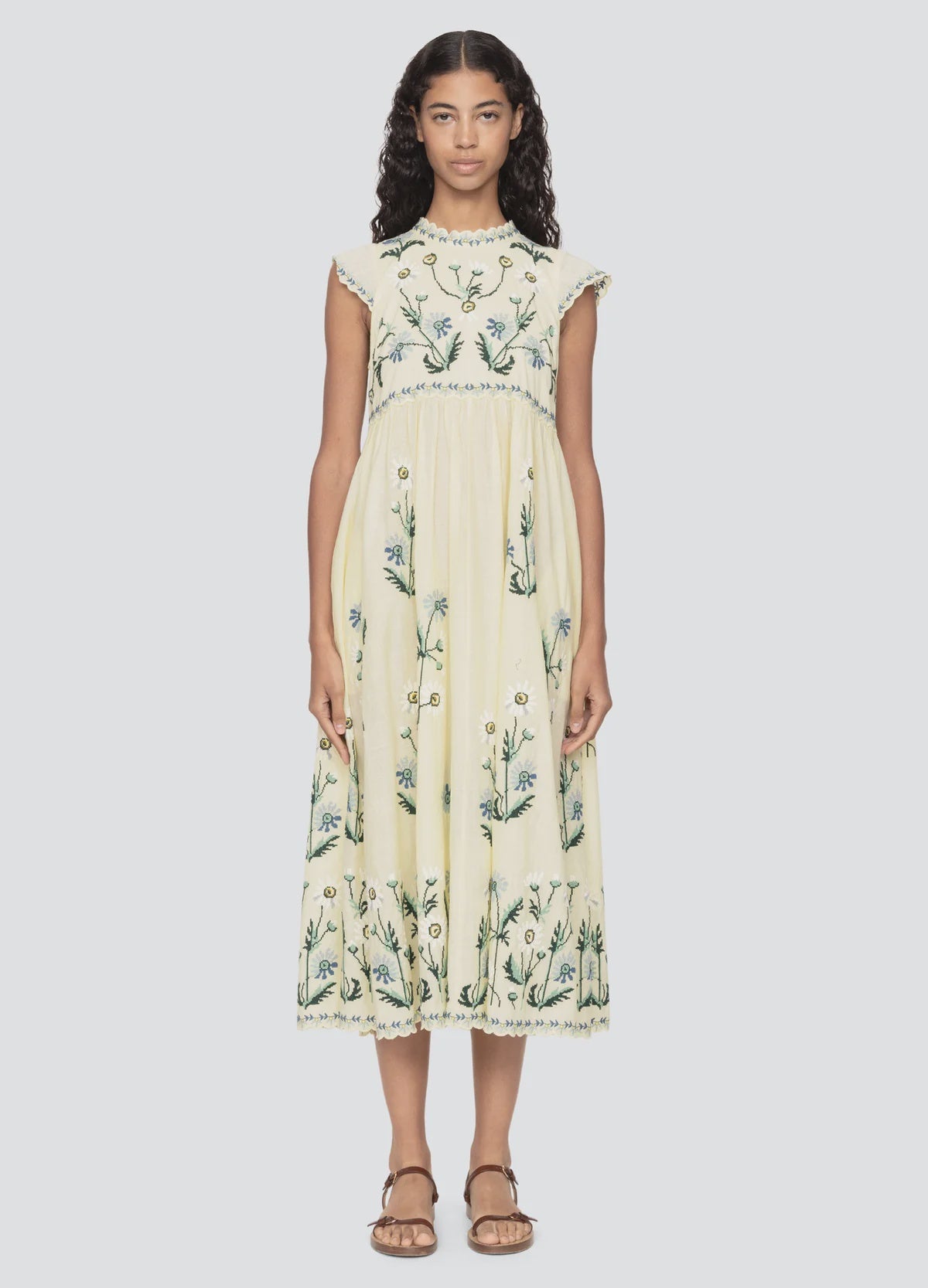 Audra Embroidery Midi Dress