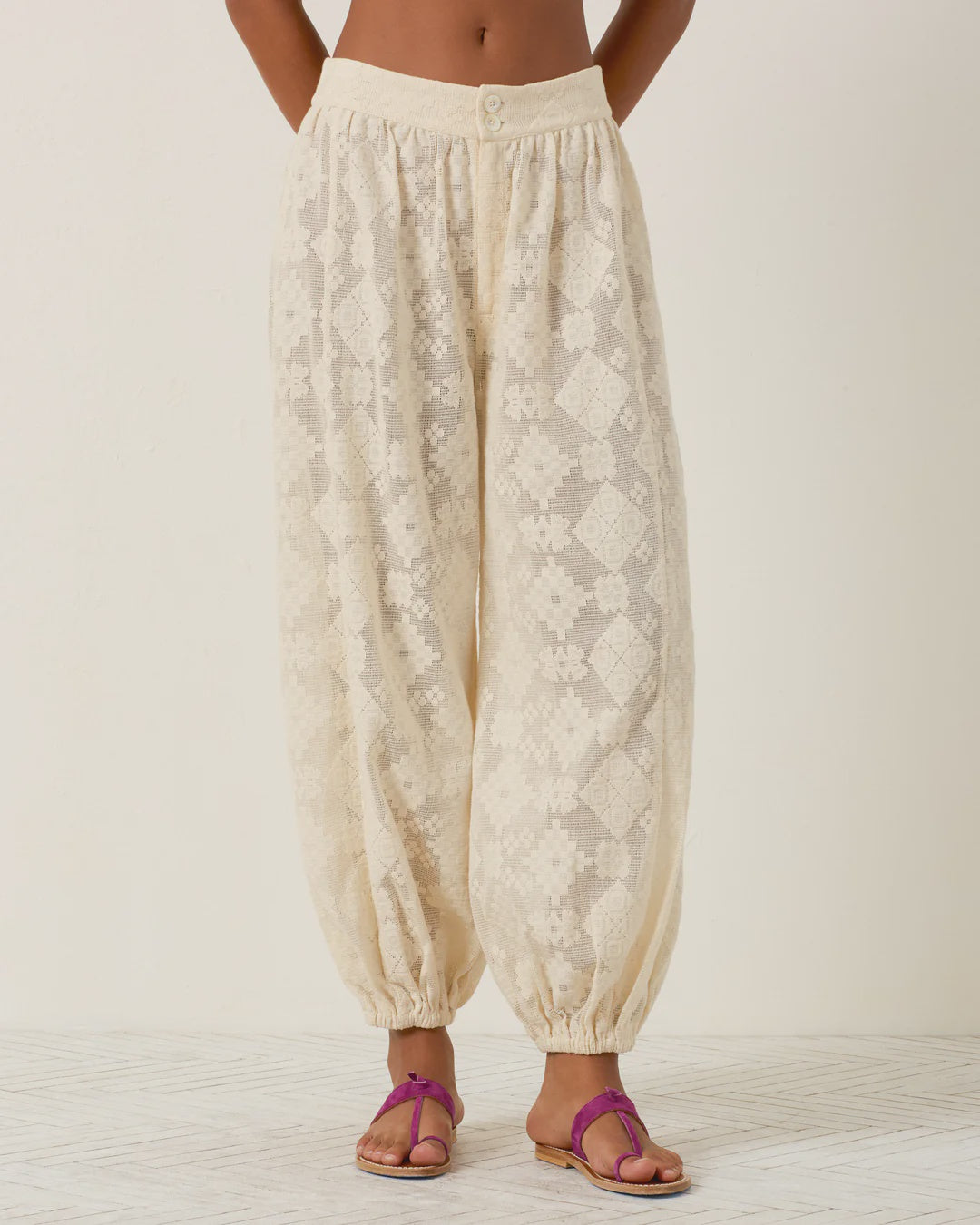 Margot Ecru Tetris Lace Pant
