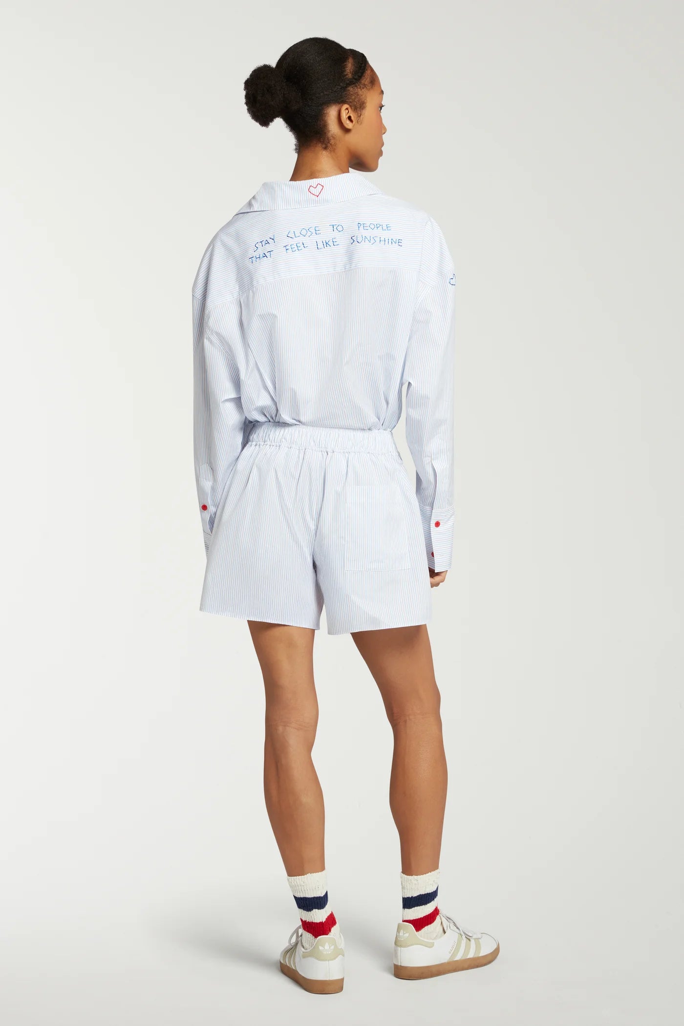Stripe Shorts With Embroidery