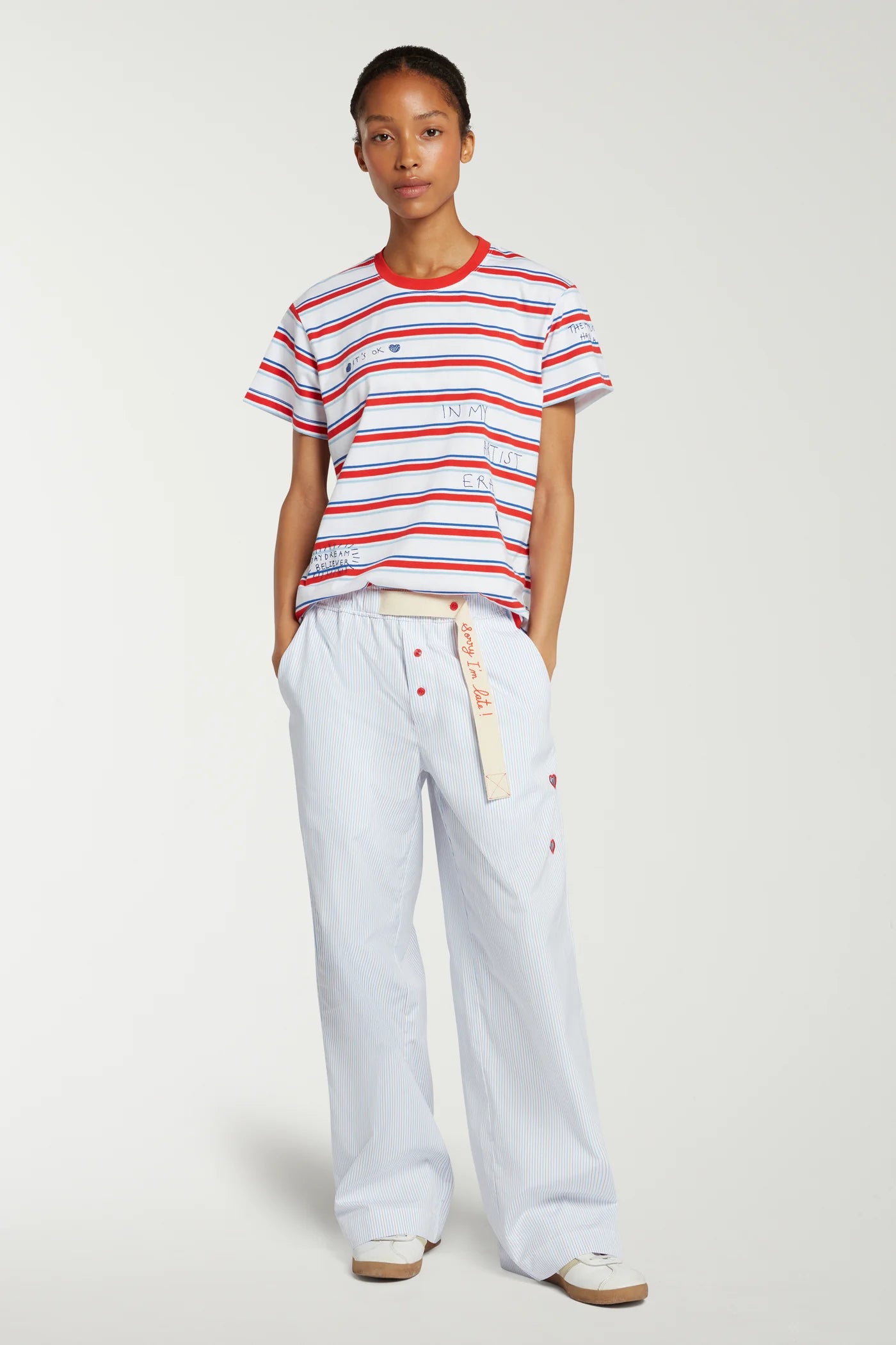 Stripe Trouser With Grosgrain Trim