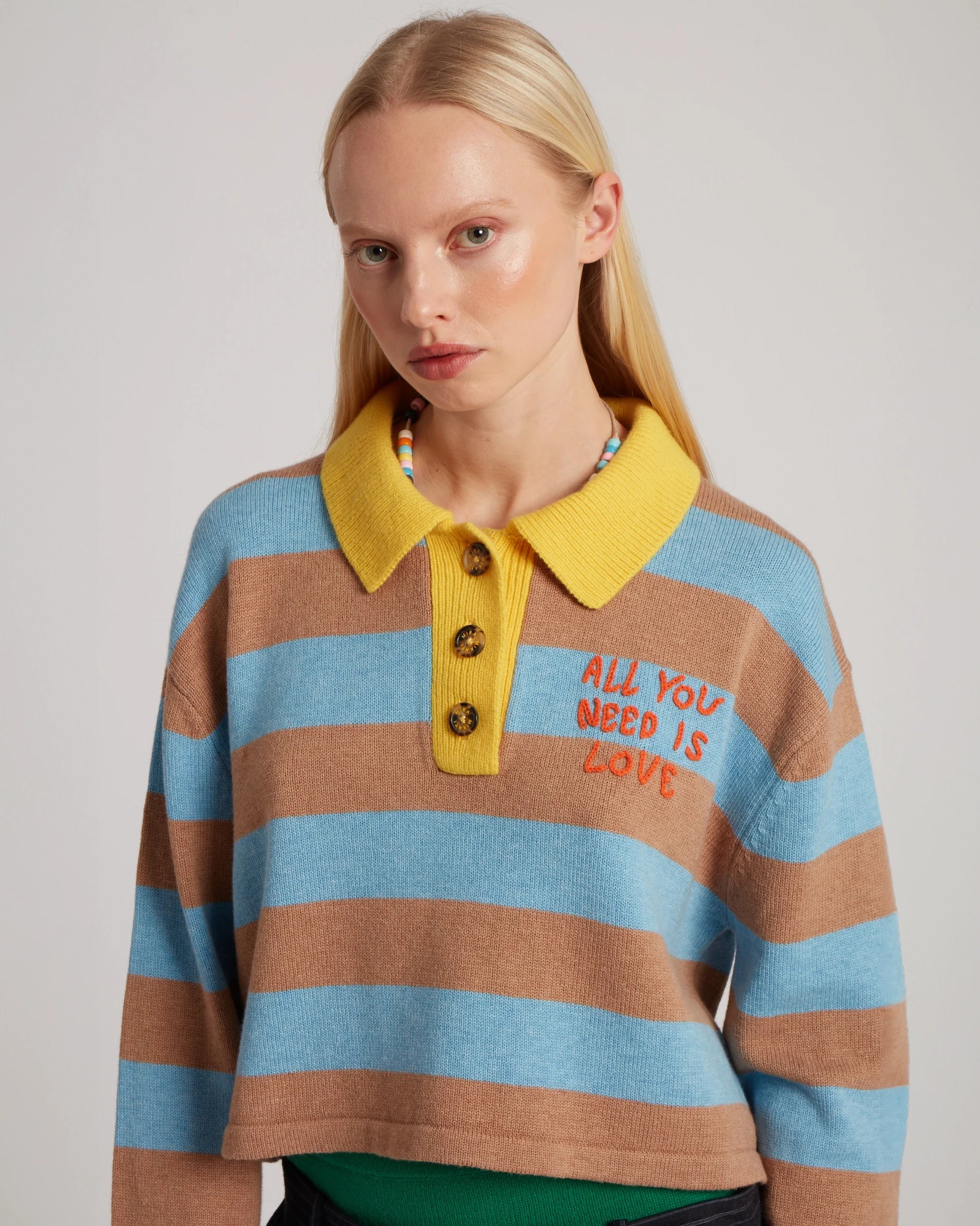 Striped Knit Polo Shirt