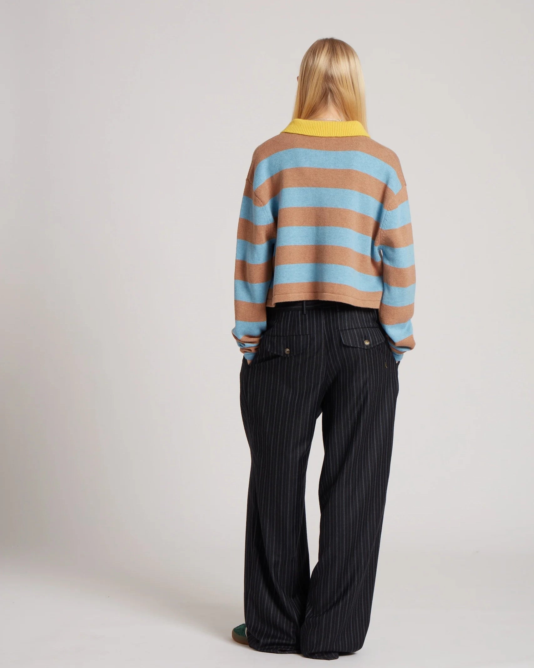 Striped Knit Polo Shirt