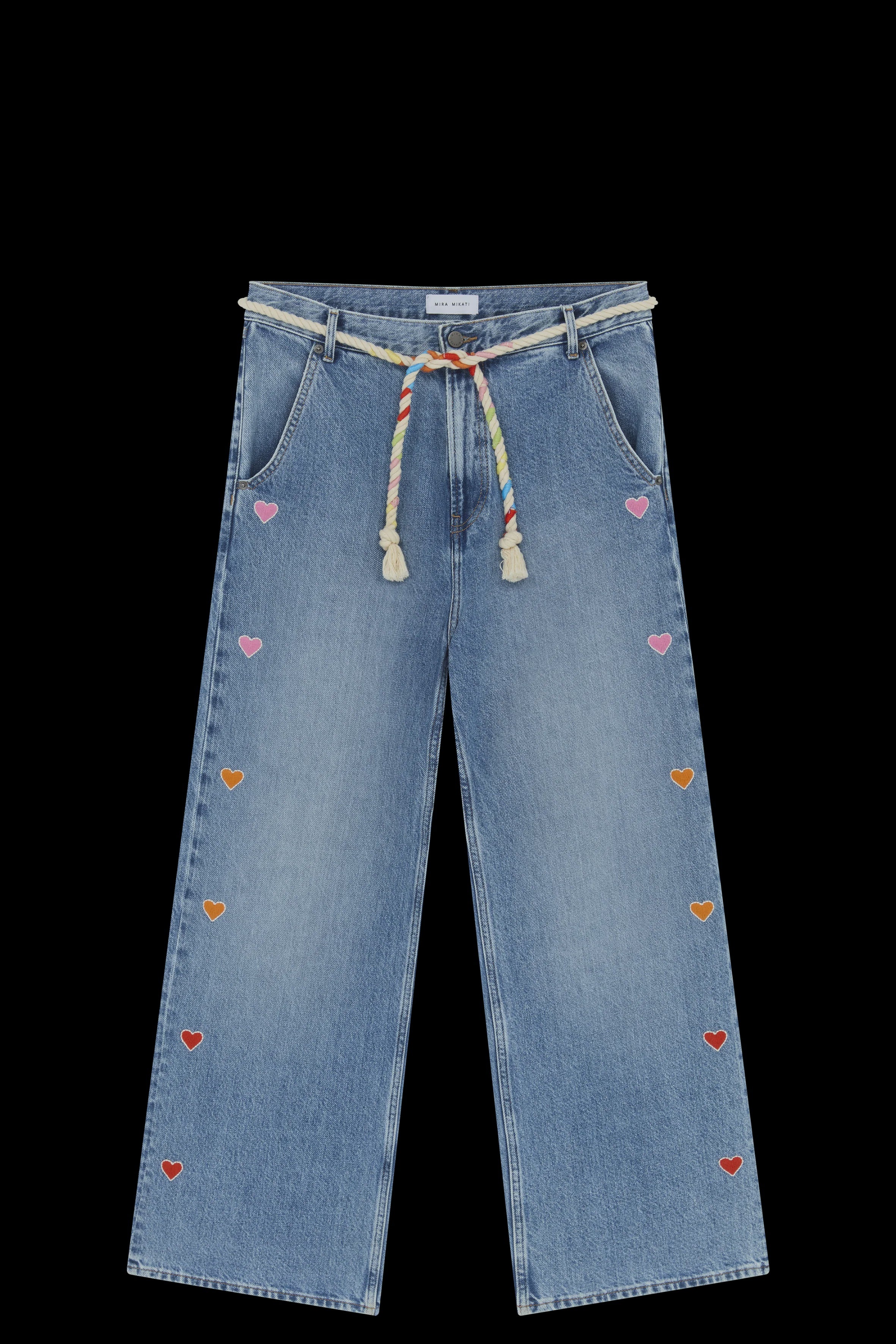 Straight Leg Jean with Heart Embroidery