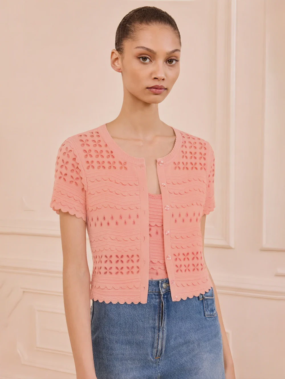 Abriana Eyelet Knit Cardigan