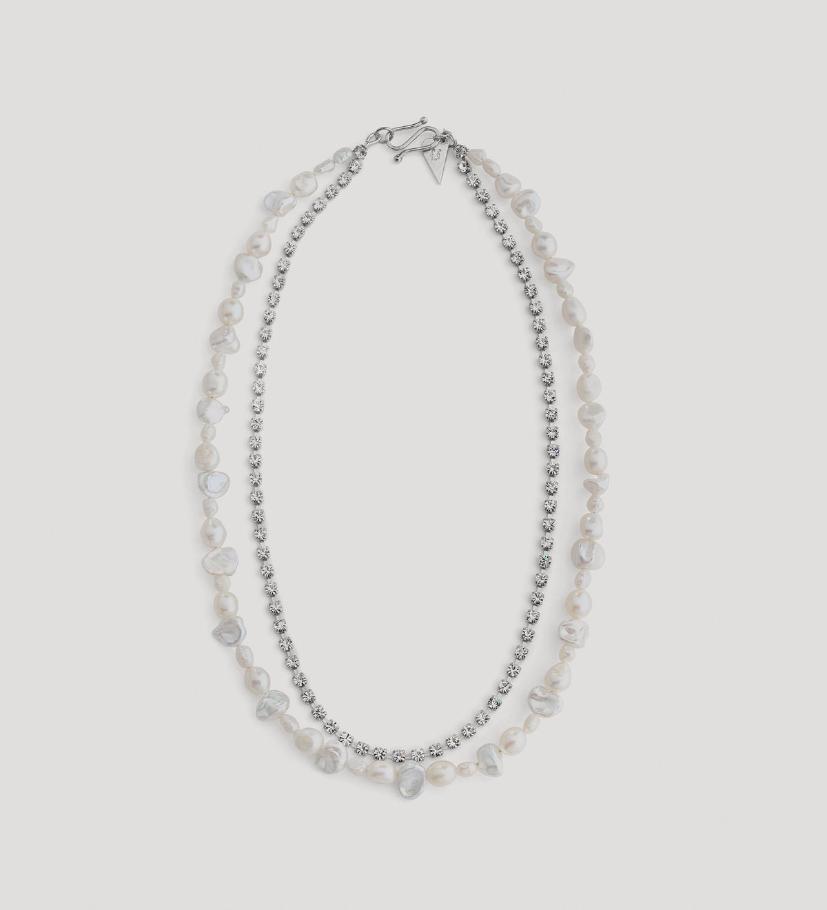 Double strand necklace with beads and crystals