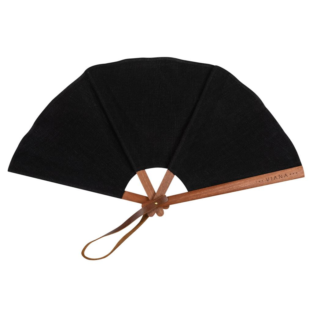 Mini Black Linen Fan