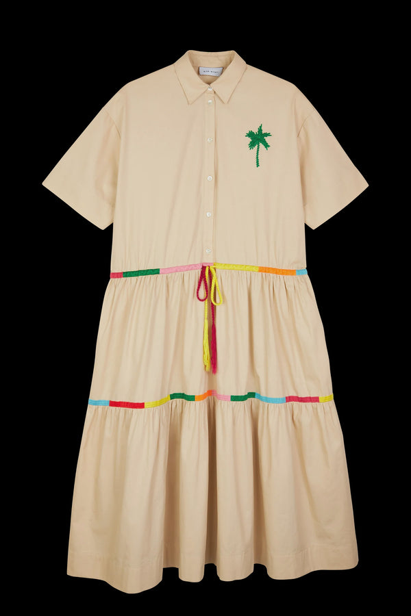 Embroidered Short Sleeved Shirt Dress